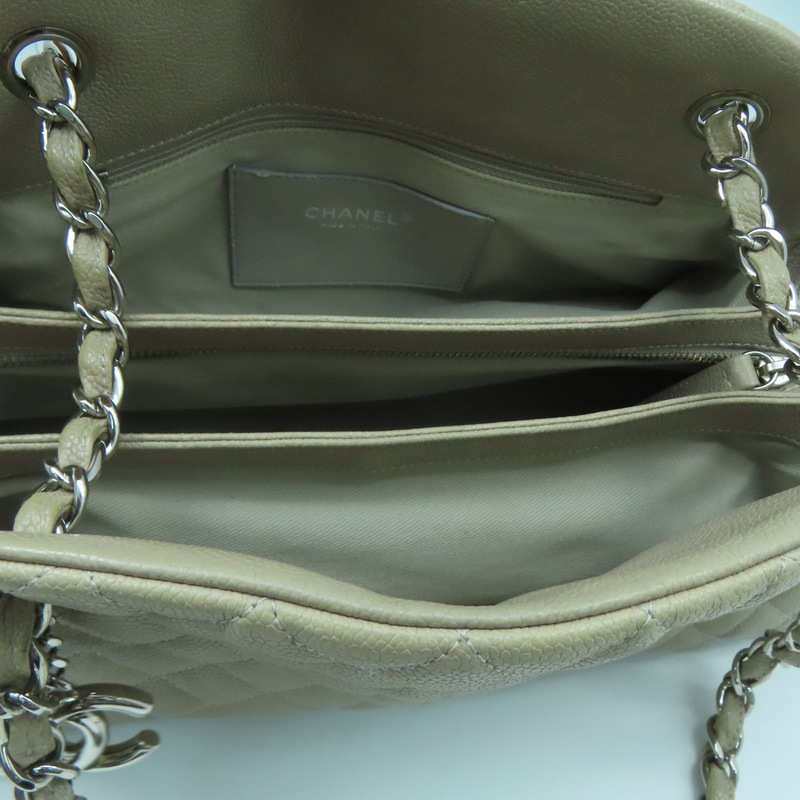 CHANEL rhombic cowhide leather Chain Shoulder silver buckle gray