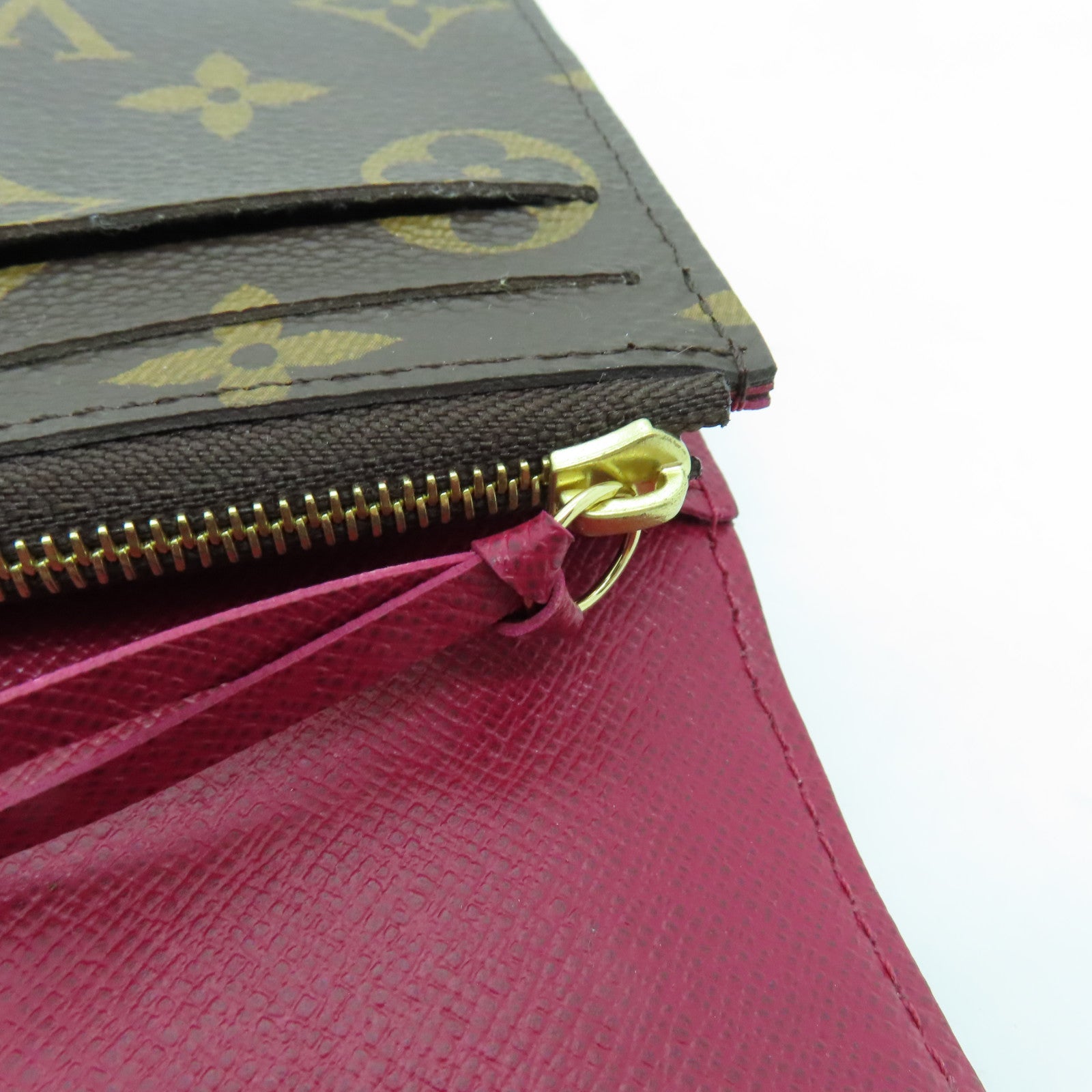 LOUIS VUITTON Monogram Emilie Wallet金扣長錢包棕色/酒紅色