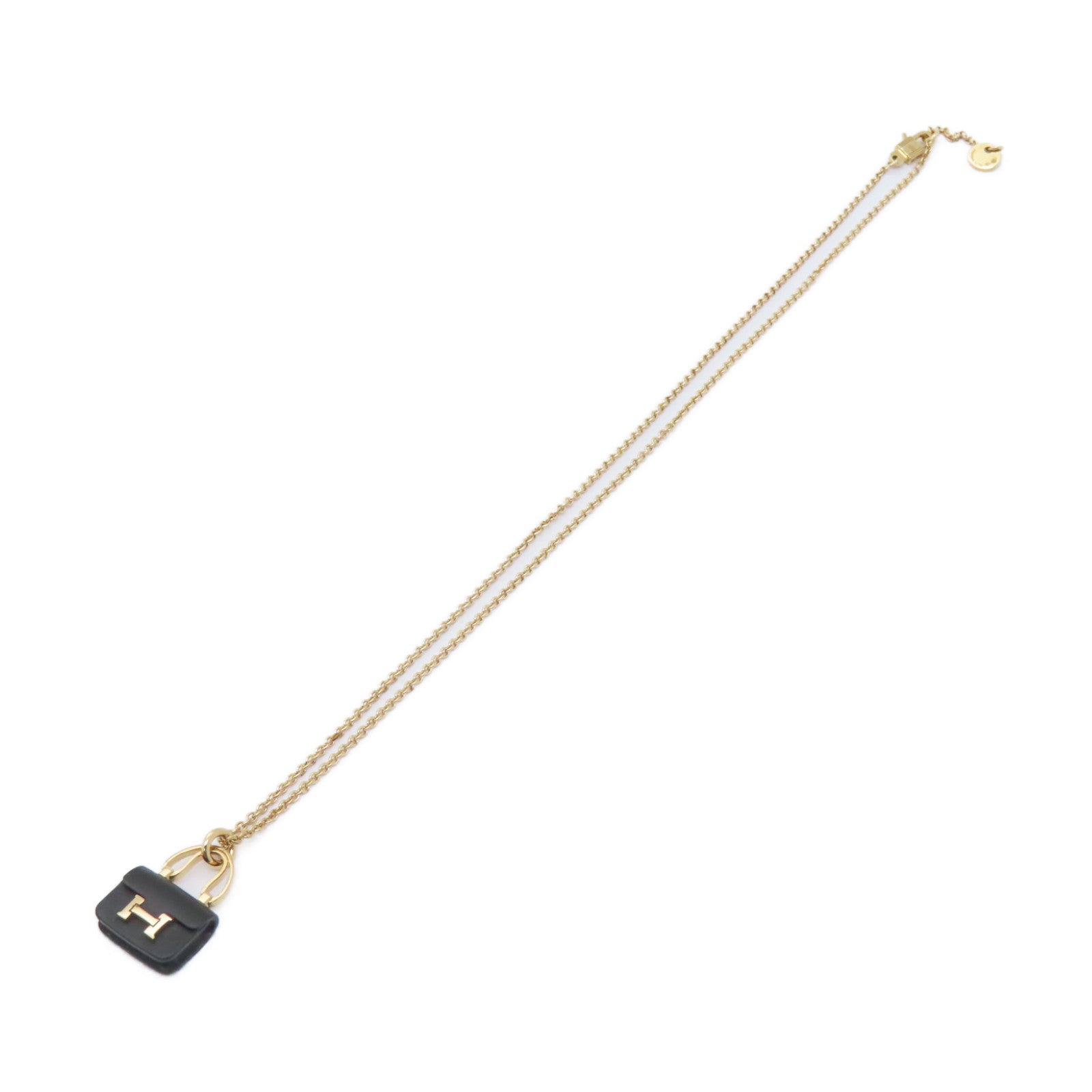 HERMES 18K玫瑰金Amulettes Constance Pendant黑翡翠項鍊黑色