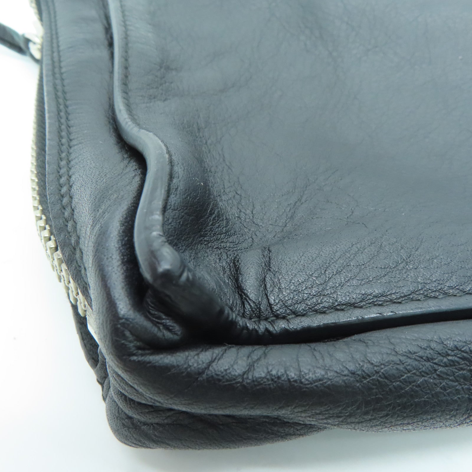 BALENCIAGA 羊皮皮革Clutch Bag银扣手拿包黑色