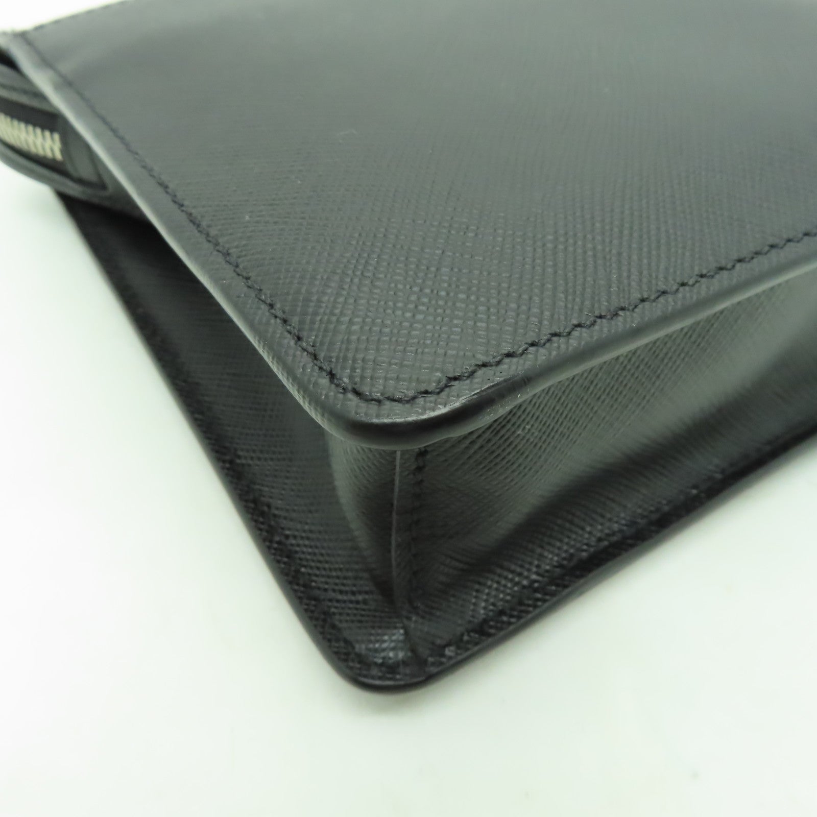PRADA 牛皮皮革Clutch Bag銀扣手拿包黑色