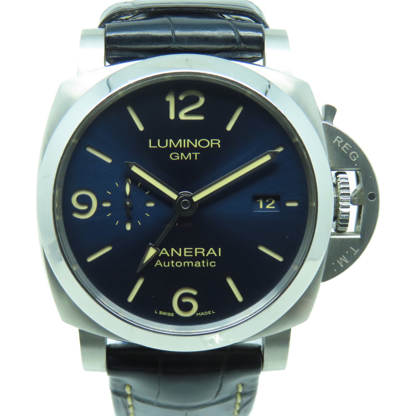 PANERAI Luminor皮革/不鏽鋼手錶自動機芯藍色