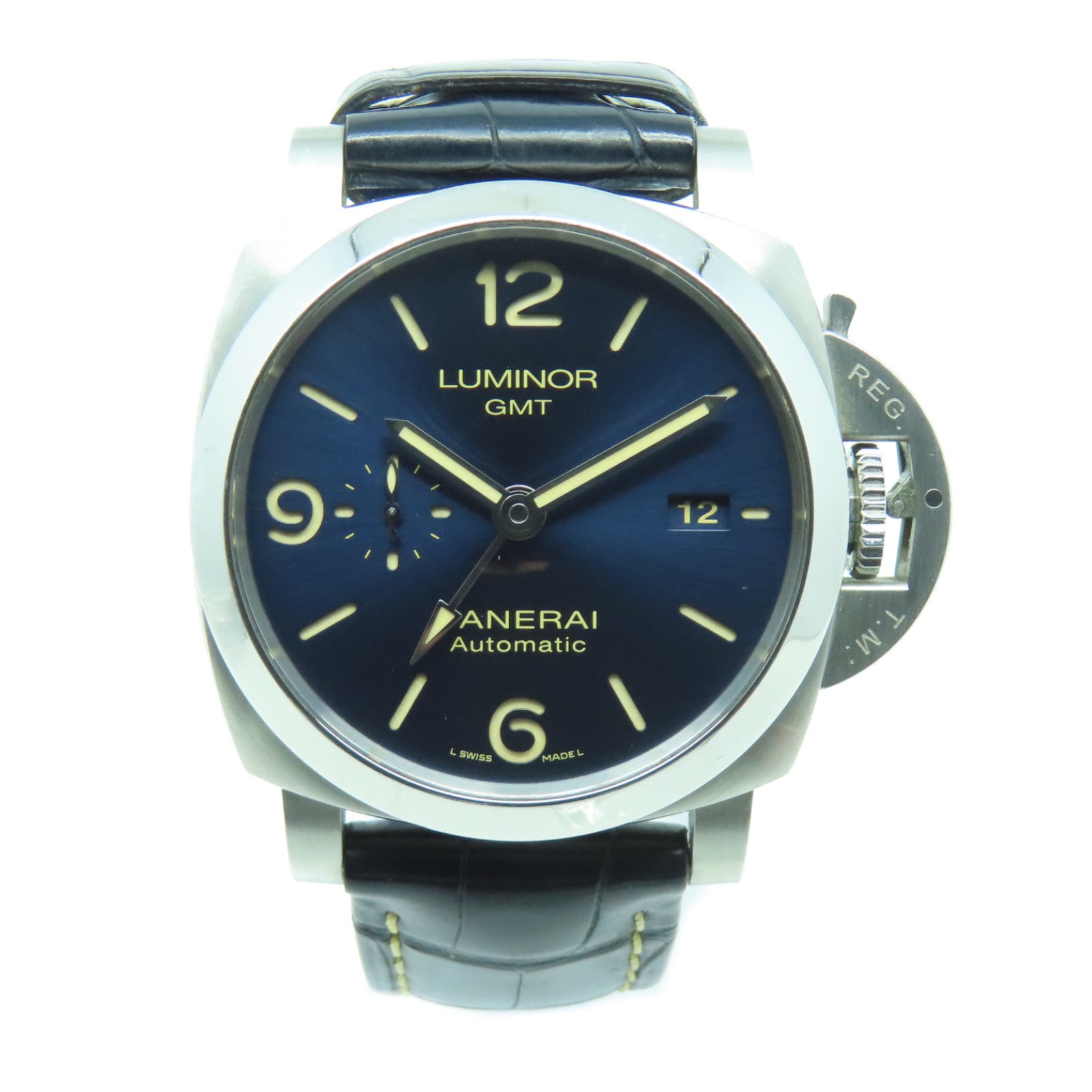 PANERAI Luminor皮革/不鏽鋼手錶自動機芯藍色