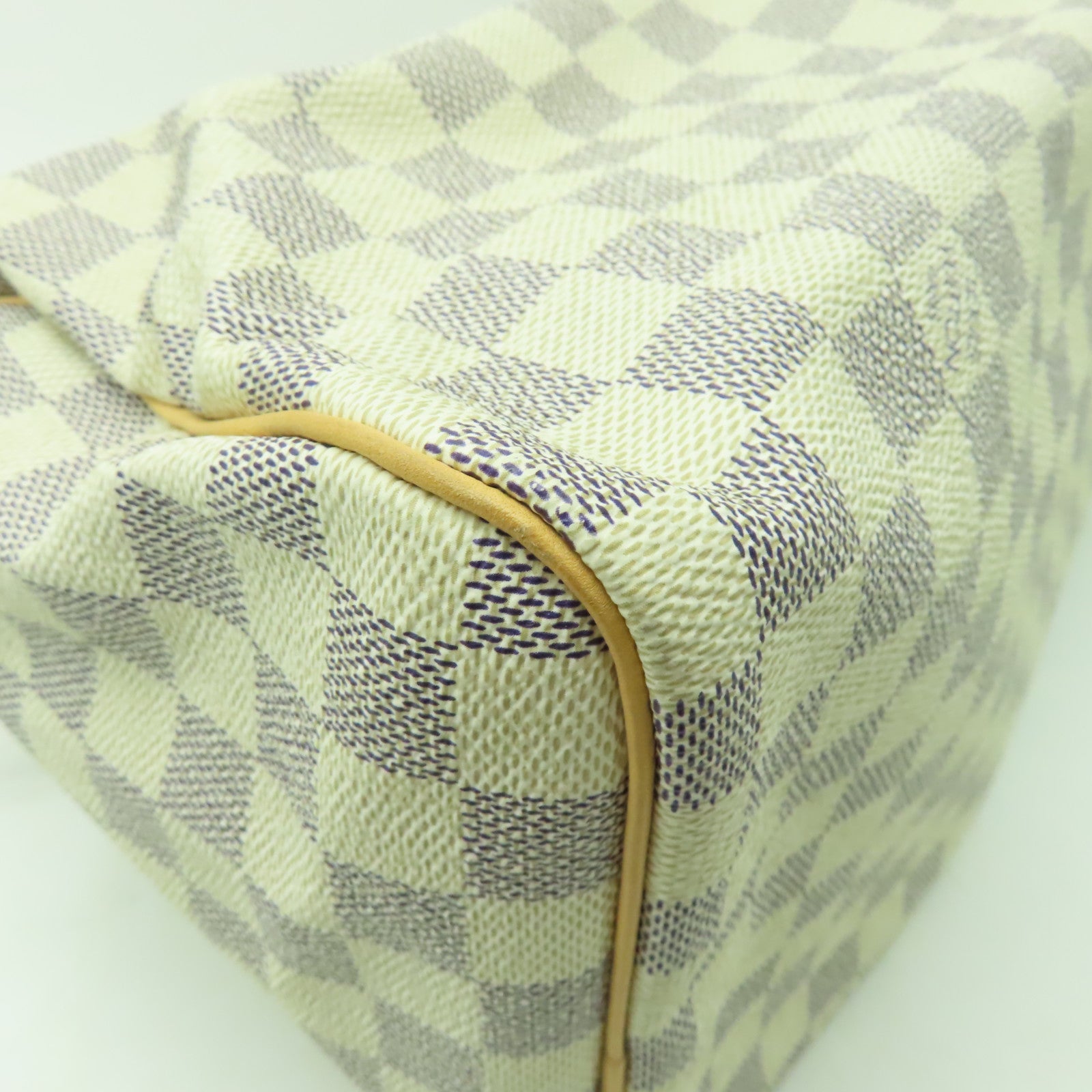 LOUIS VUITTON Damier Azur Speedy 25金扣手挽袋白色