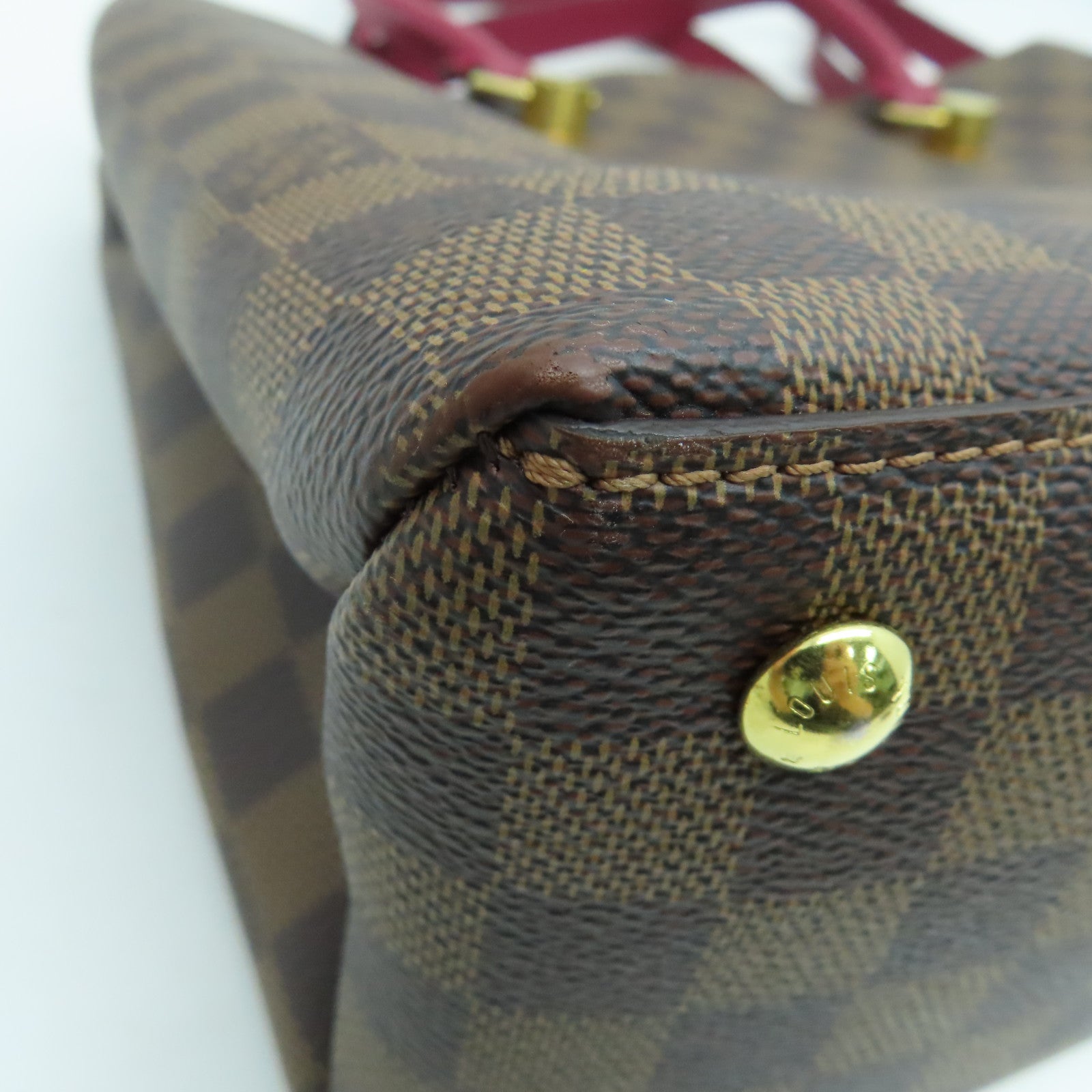 LOUIS VUITTON Damier Riverside金扣手挽肩背两用袋啡色/酒红色