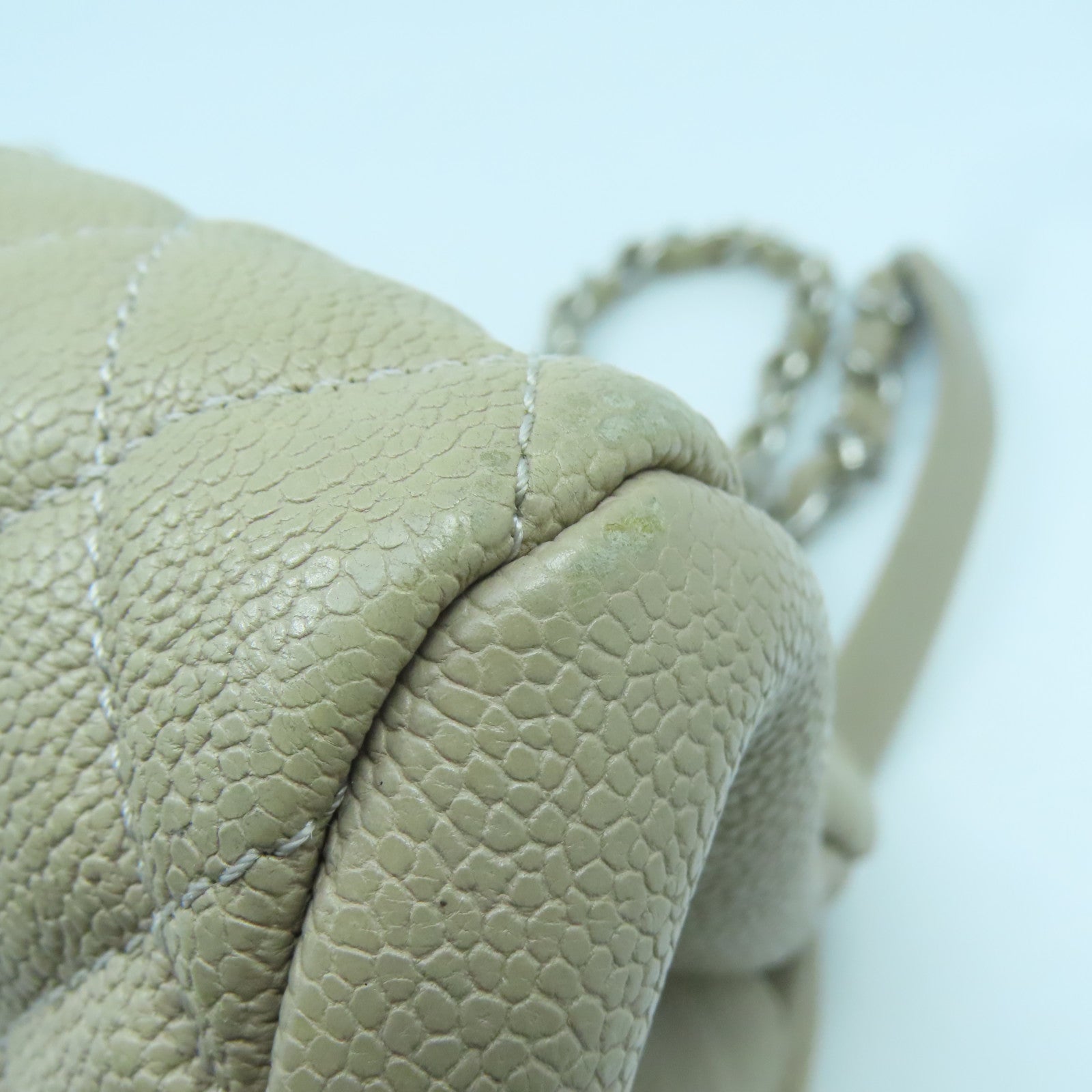 CHANEL rhombic cowhide leather Chain Shoulder silver buckle gray