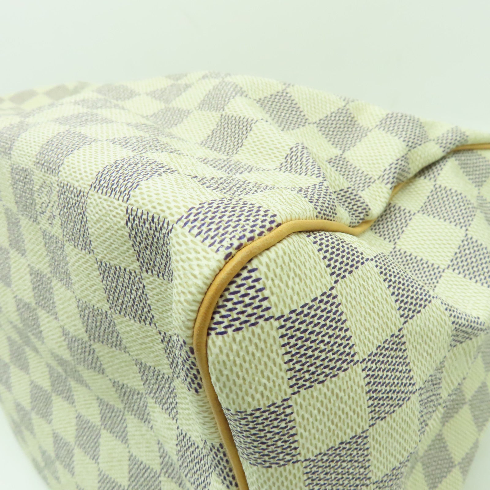 LOUIS VUITTON Damier Azur Speedy 25金扣手挽袋白色
