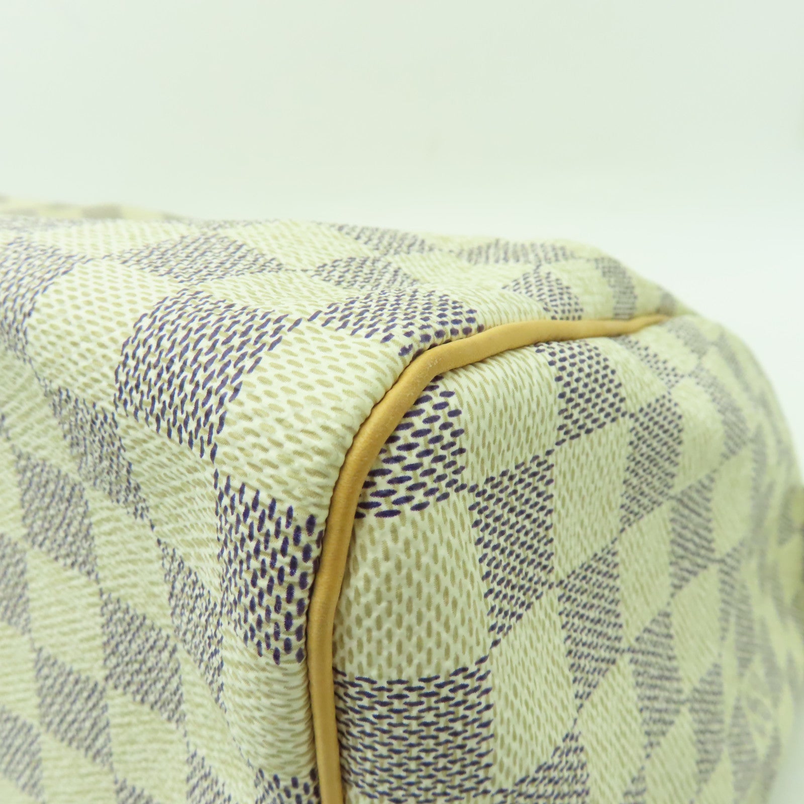 LOUIS VUITTON Damier Azur Speedy 25金扣手挽袋白色