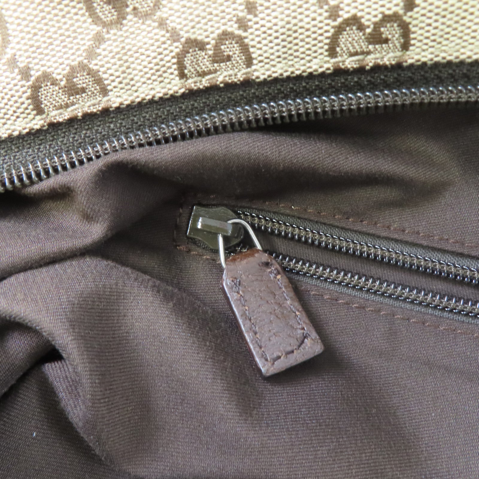 GUCCI 帆布Tote Bag銀扣手挽袋啡色