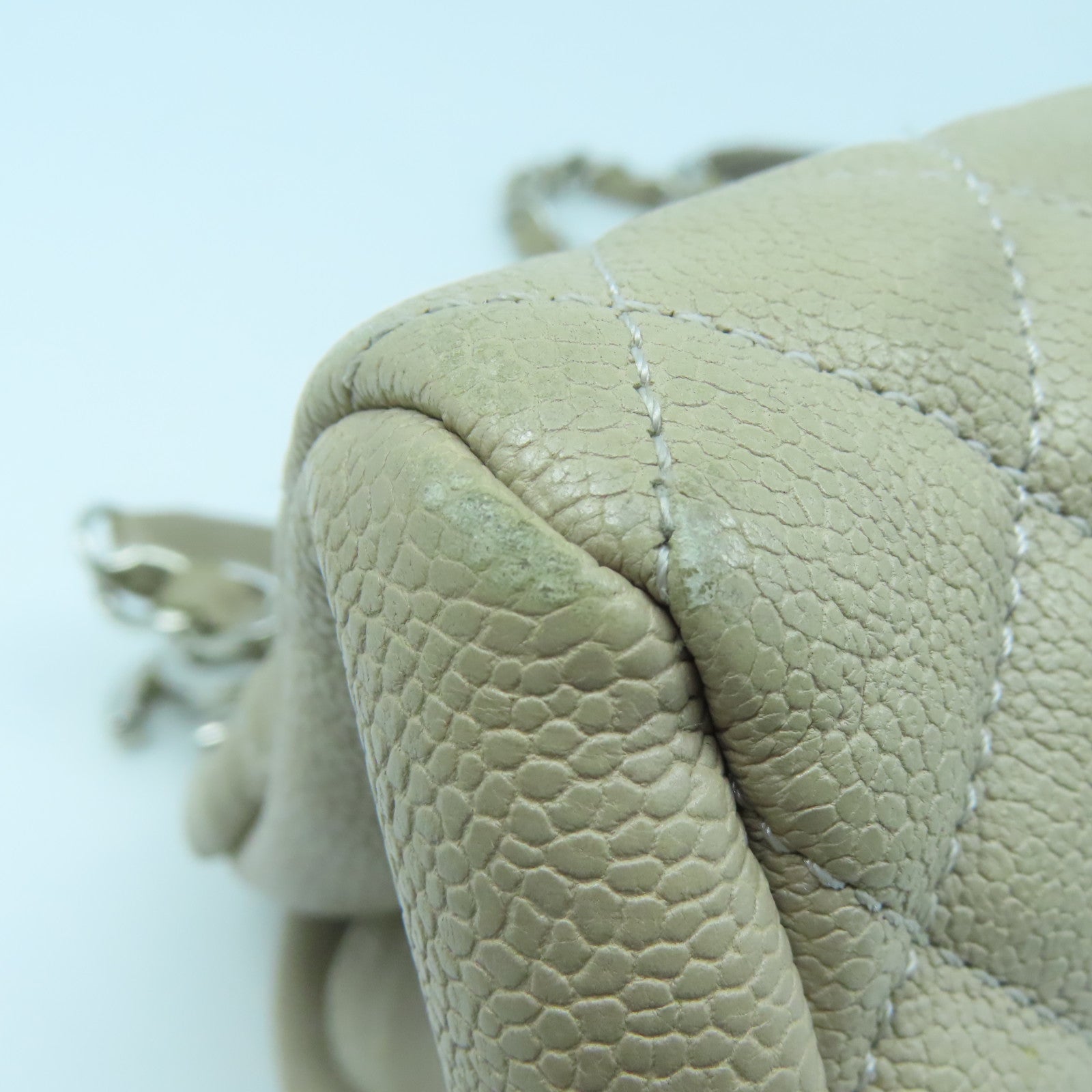 CHANEL rhombic cowhide leather Chain Shoulder silver buckle gray