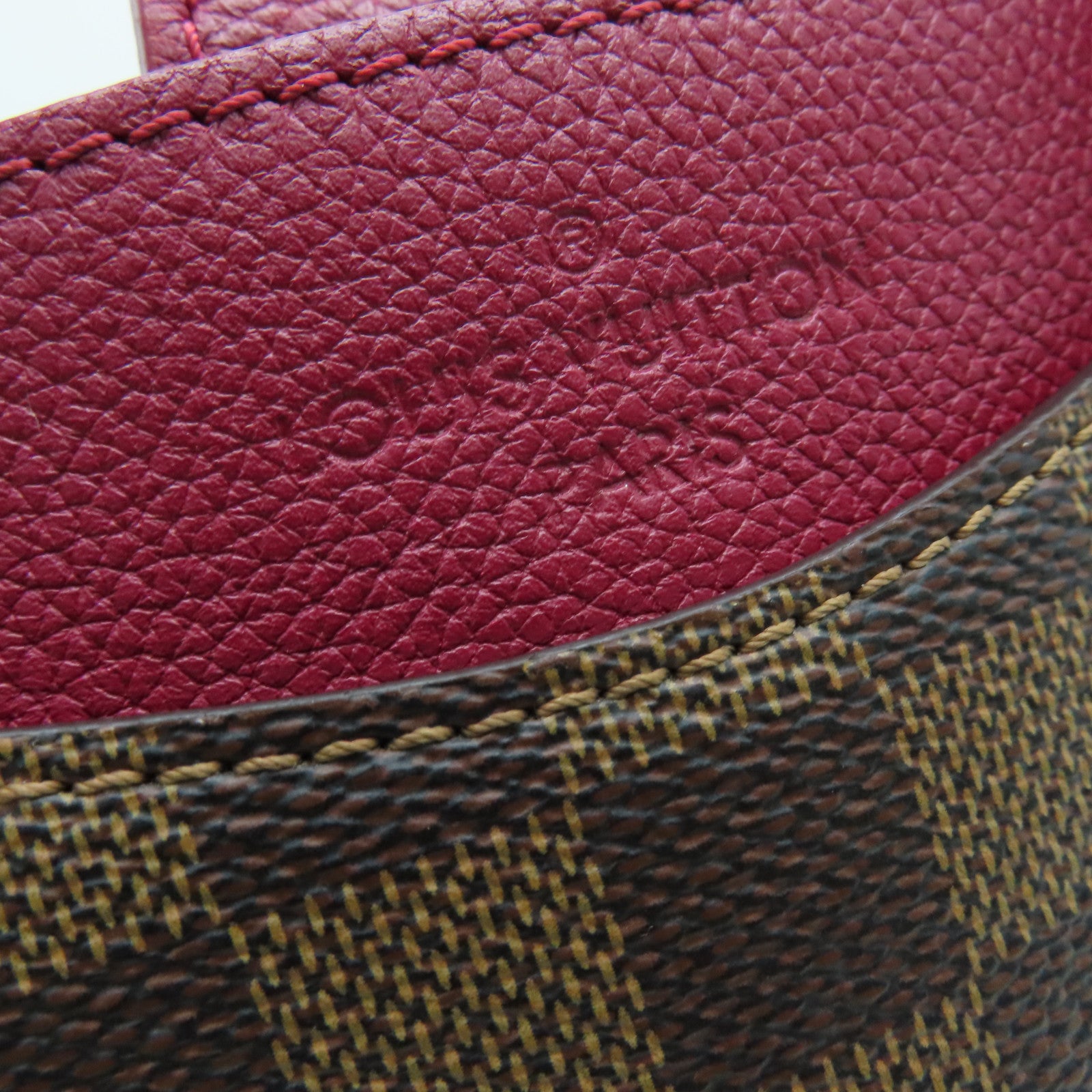 LOUIS VUITTON Damier Riverside金扣手挽肩背两用袋啡色/酒红色