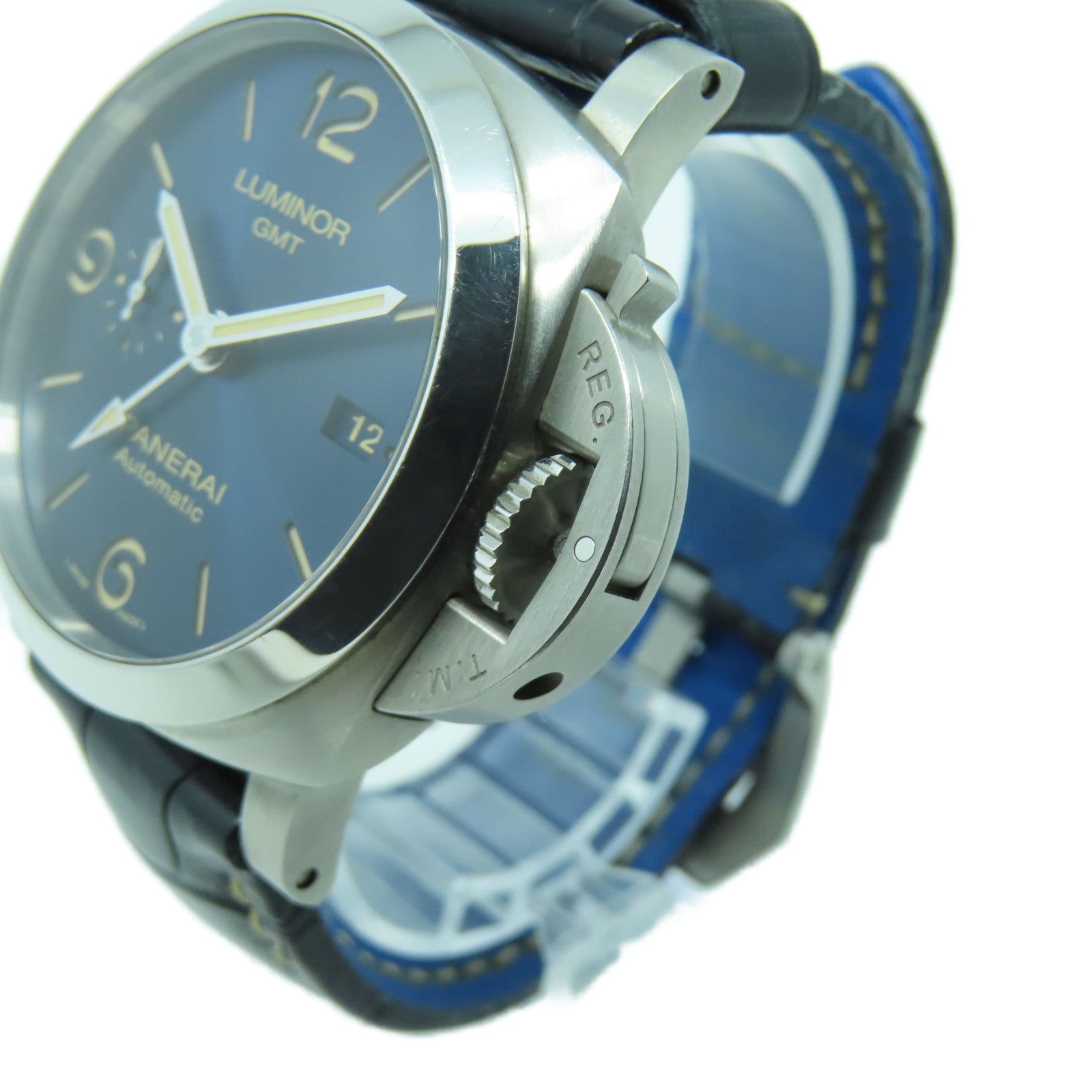 PANERAI Luminor皮革/不鏽鋼手錶自動機芯藍色