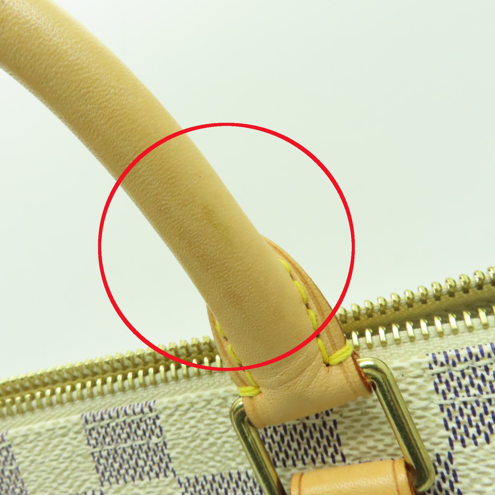 LOUIS VUITTON Damier Azur Speedy 25金扣手挽袋白色