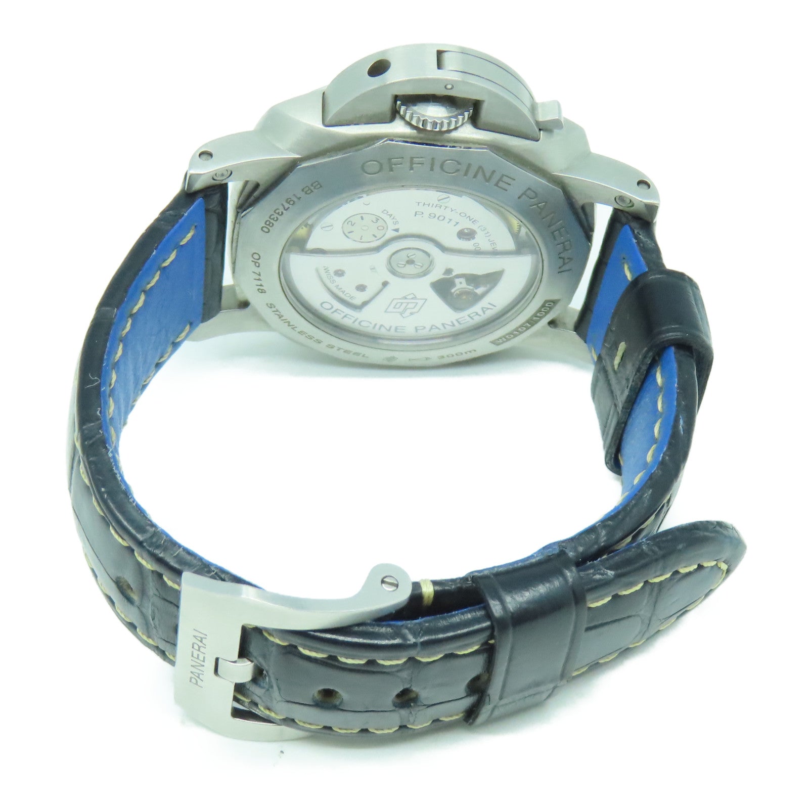 PANERAI Luminor皮革/不鏽鋼手錶自動機芯藍色