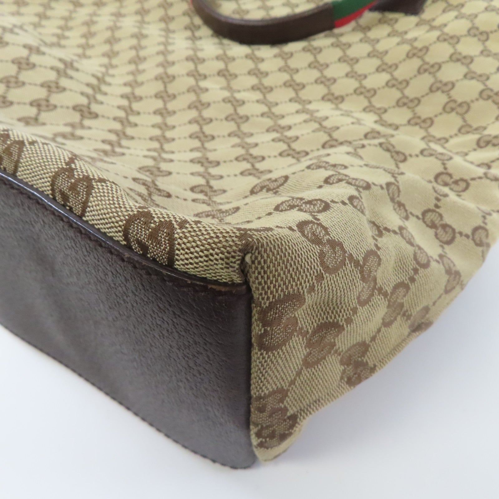 GUCCI 帆布Tote Bag銀扣手挽袋啡色