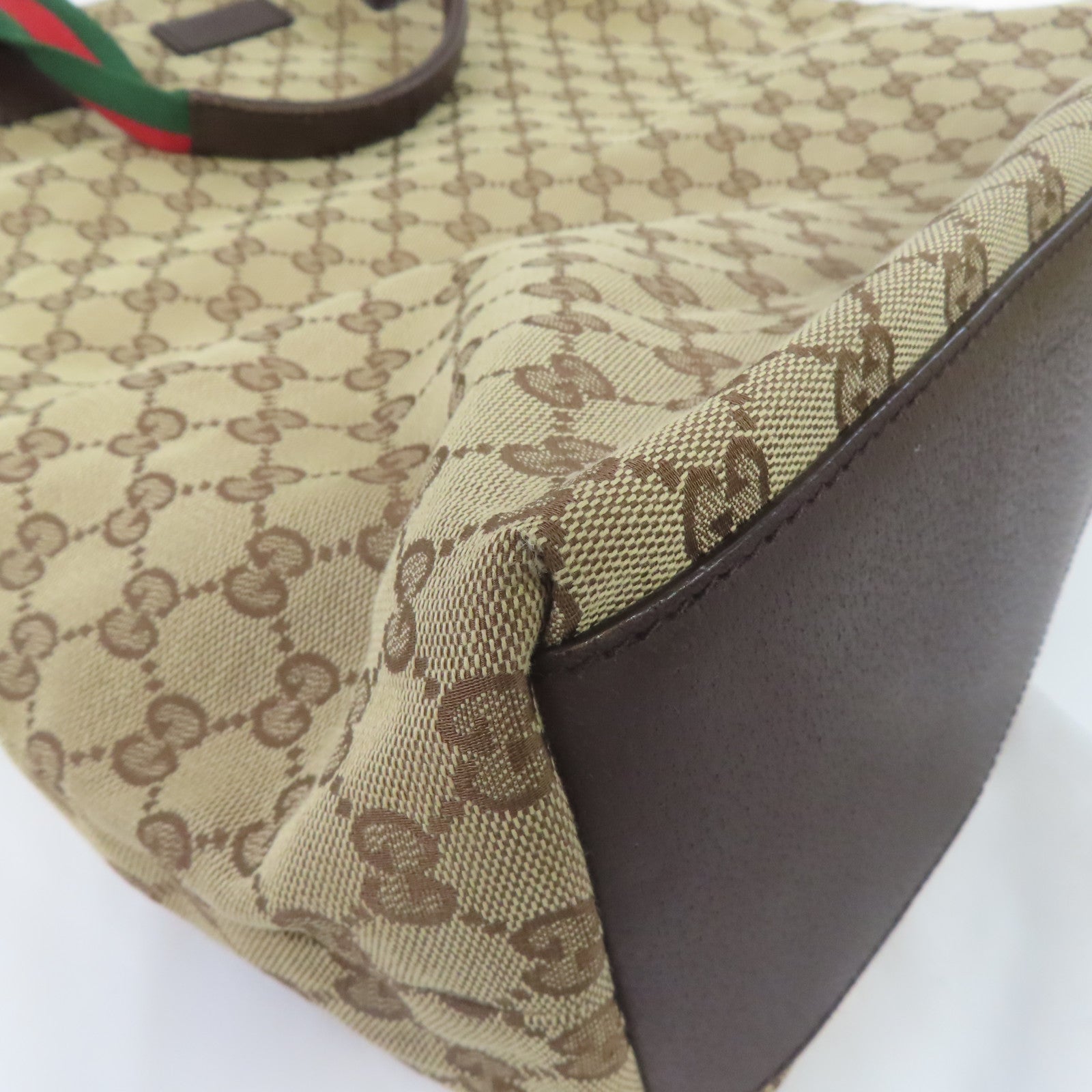 GUCCI 帆布Tote Bag銀扣手挽袋啡色