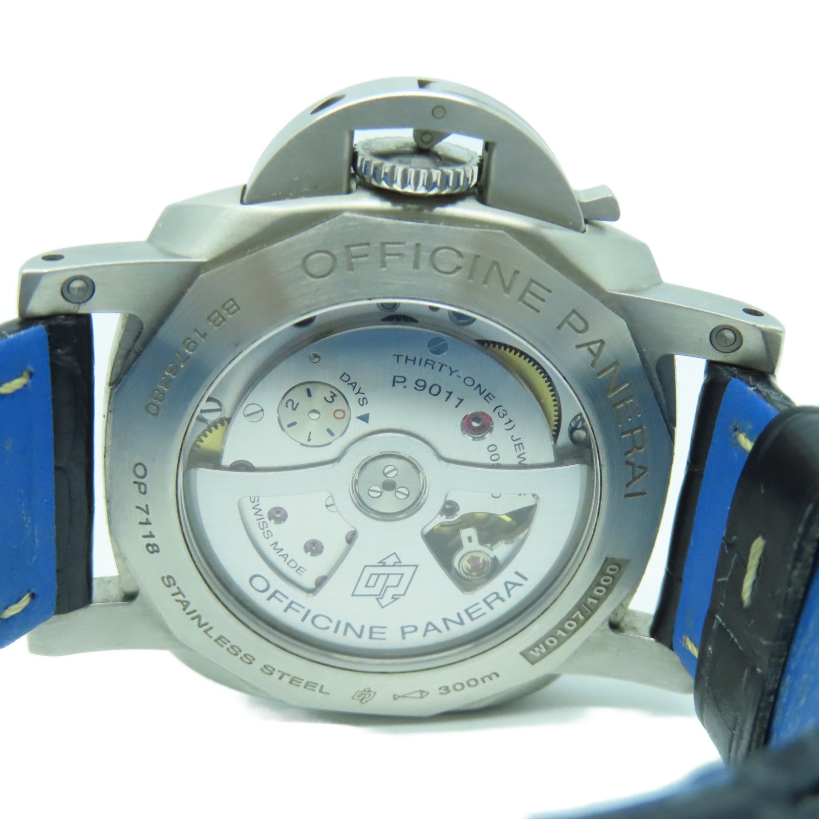 PANERAI Luminor皮革/不鏽鋼手錶自動機芯藍色