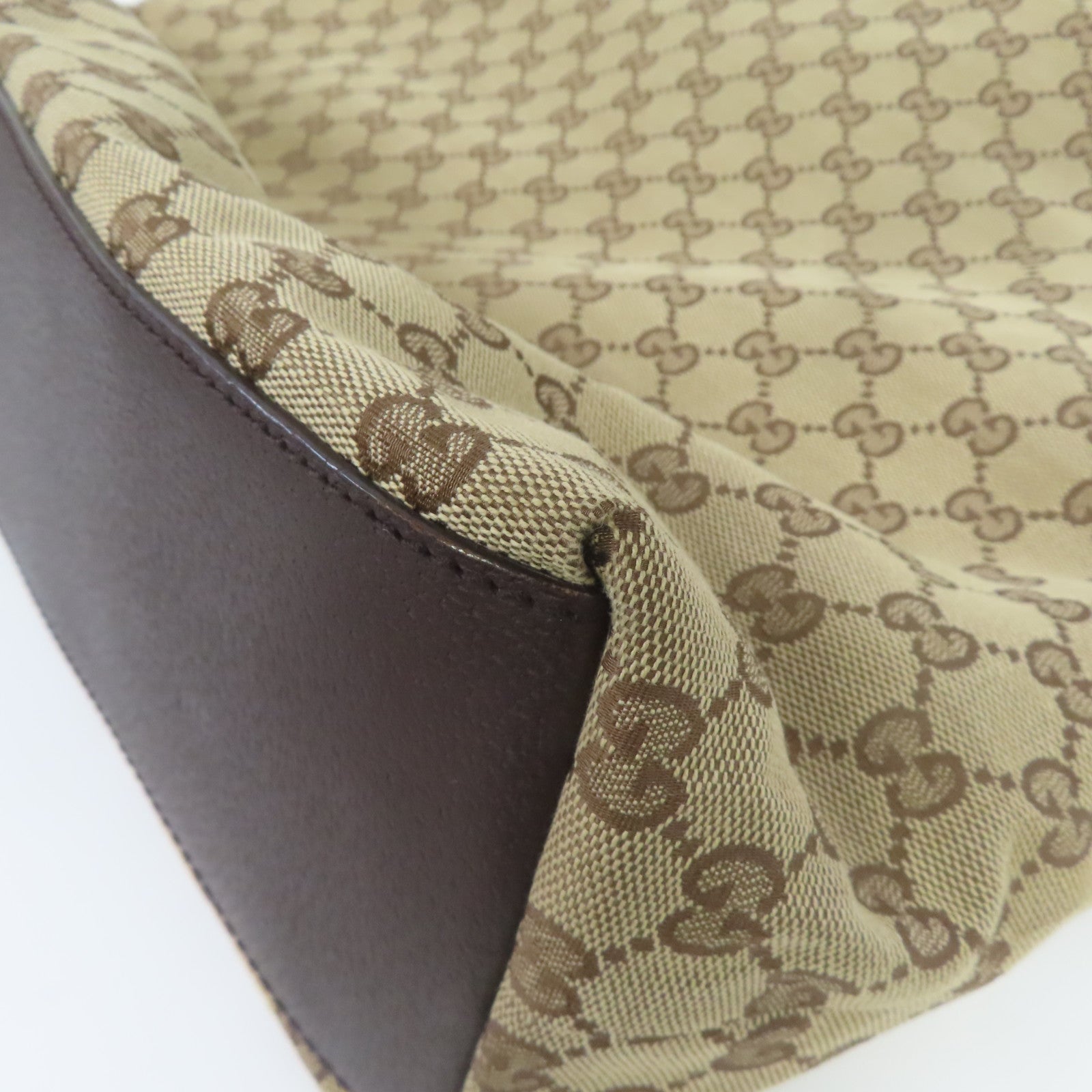 GUCCI 帆布Tote Bag銀扣手挽袋啡色