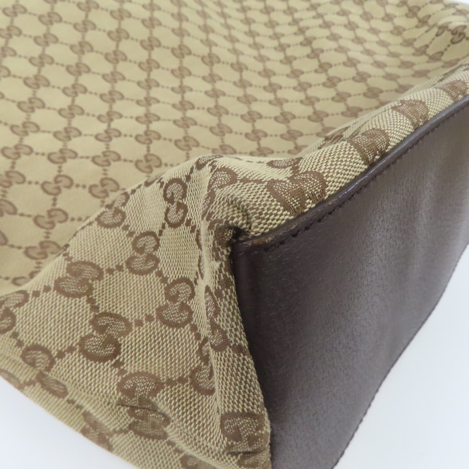 GUCCI 帆布Tote Bag銀扣手挽袋啡色