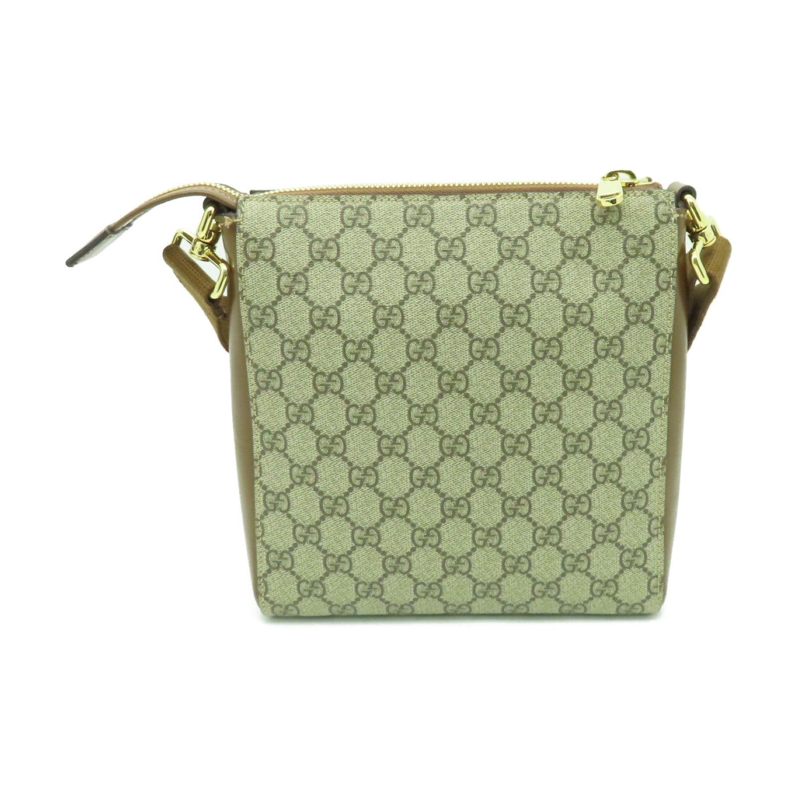 GUCCI 塗層帆布GG Supreme金扣肩背袋啡色