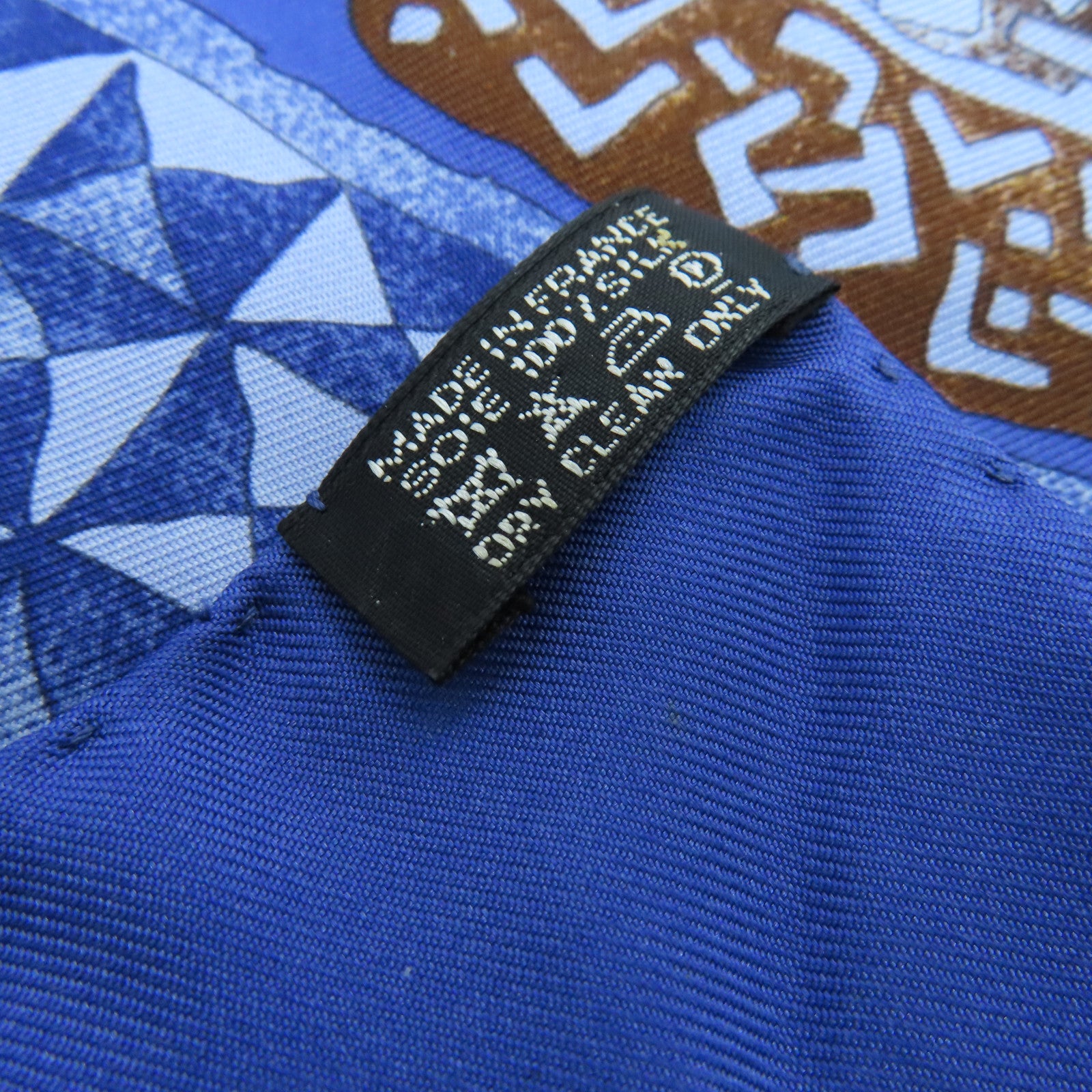 HERMES Silk Scarf 90 Scarf Blue/Brown