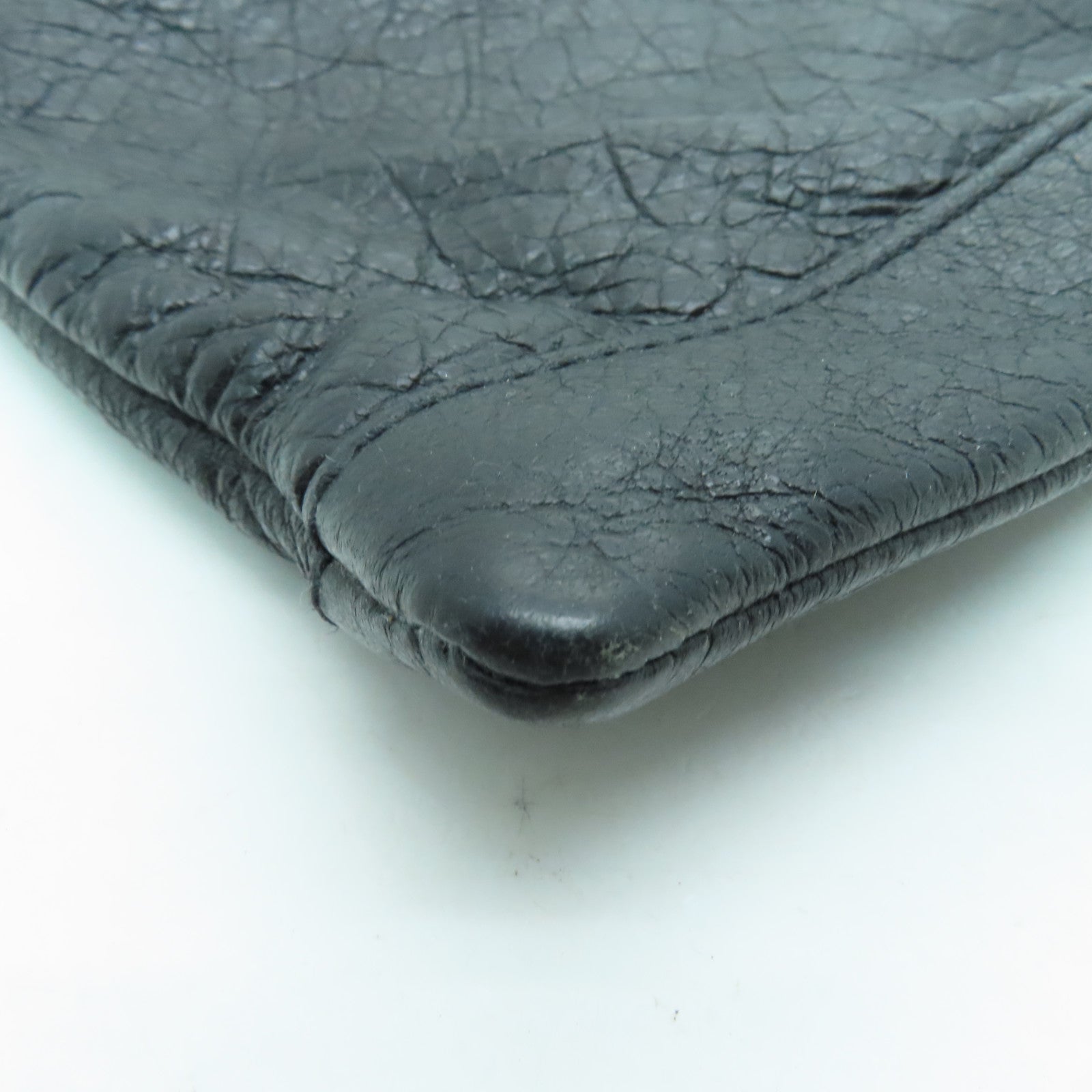 BALENCIAGA 牛皮皮革Clutch Bag银扣手拿包黑色