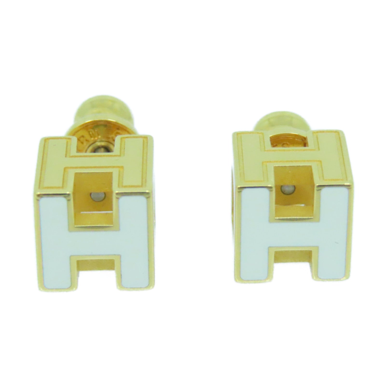 HERMES 金属H Earrings耳环金色