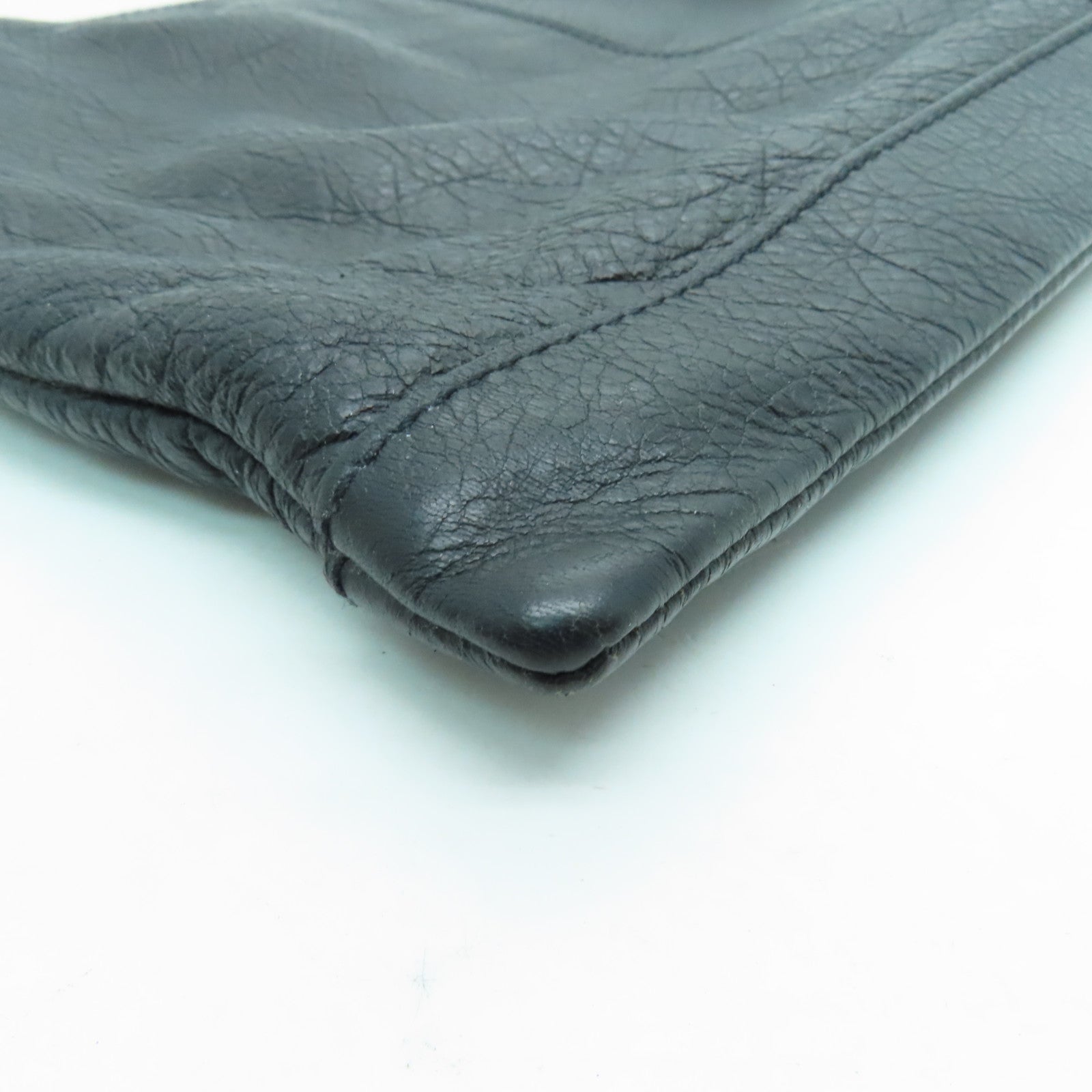 BALENCIAGA 牛皮皮革Clutch Bag银扣手拿包黑色