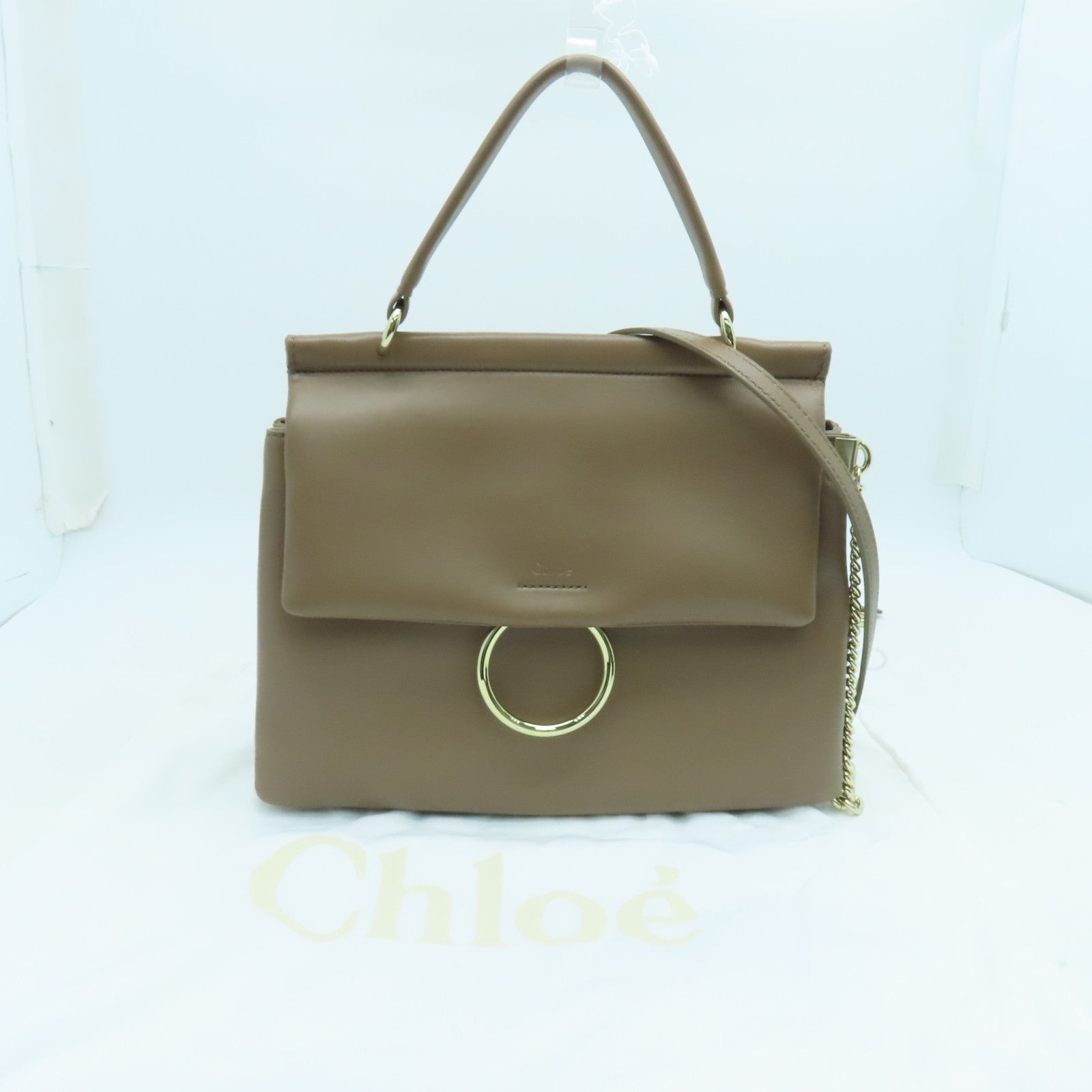 Chloe 羊皮皮革Faye 2way Shoulder Bag金扣手挽肩背两用袋浅褐色
