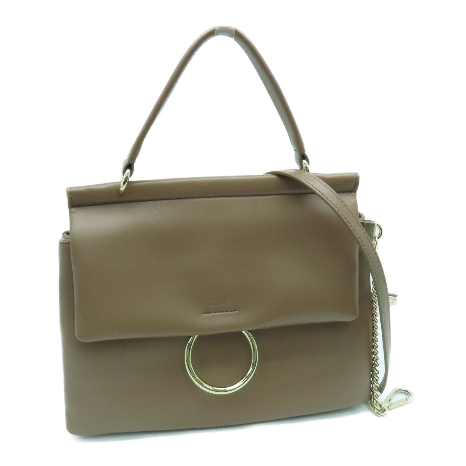 Chloe 羊皮皮革Faye 2way Shoulder Bag金扣手挽肩背两用袋浅褐色
