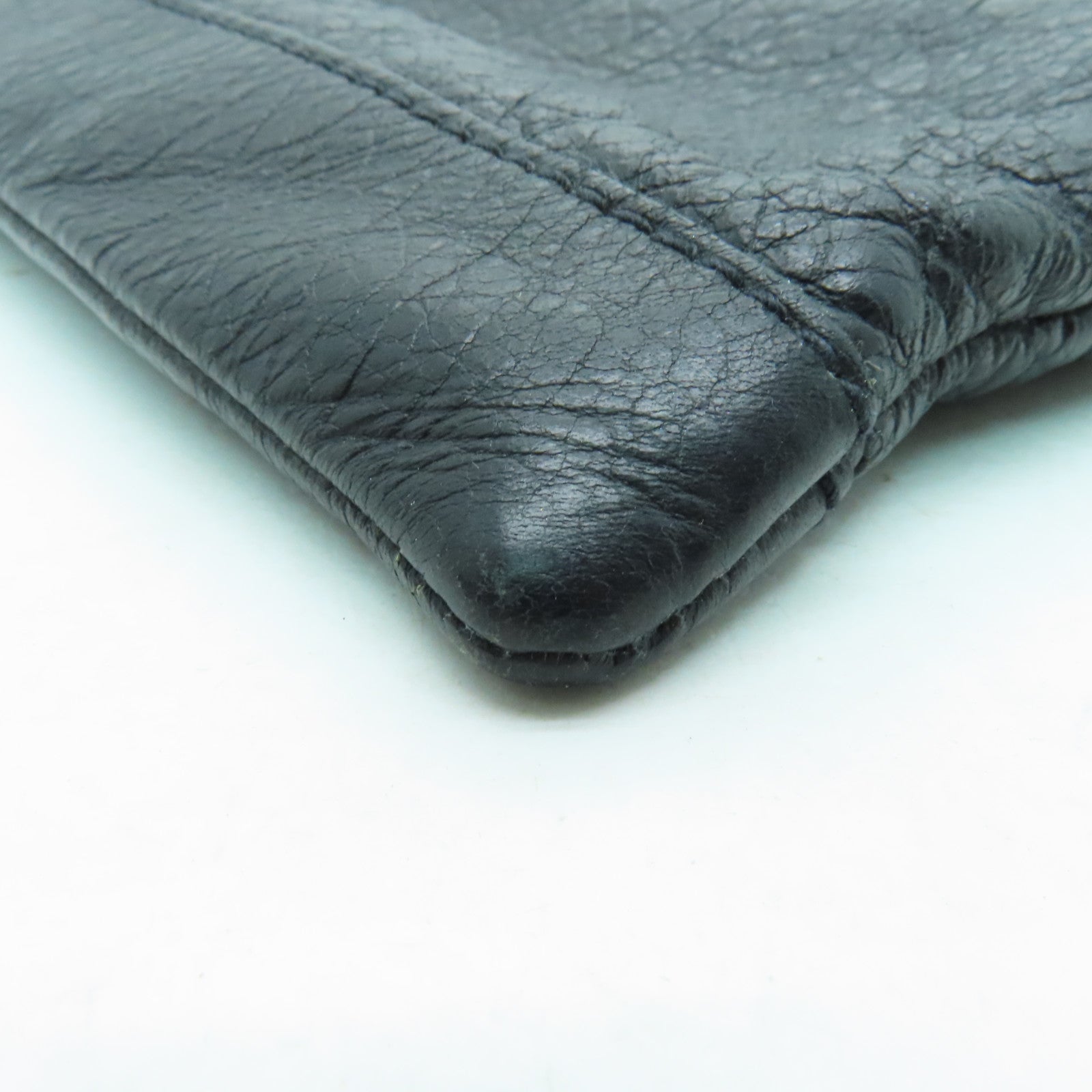 BALENCIAGA 牛皮皮革Clutch Bag银扣手拿包黑色