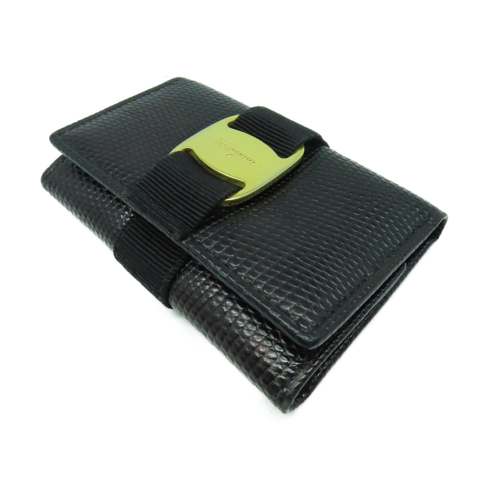 Salvatore Ferragamo 牛皮皮革Key Case金扣鎖匙包黑色