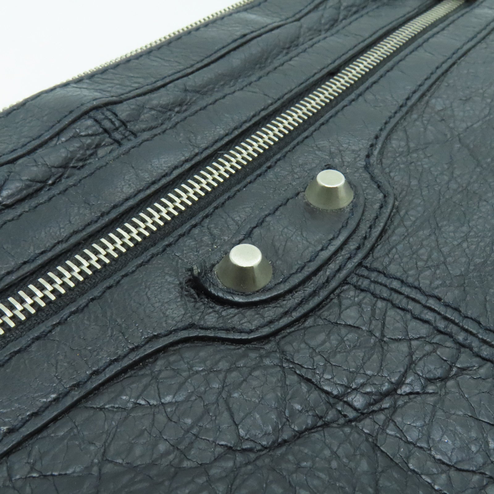 BALENCIAGA 牛皮皮革Clutch Bag银扣手拿包黑色