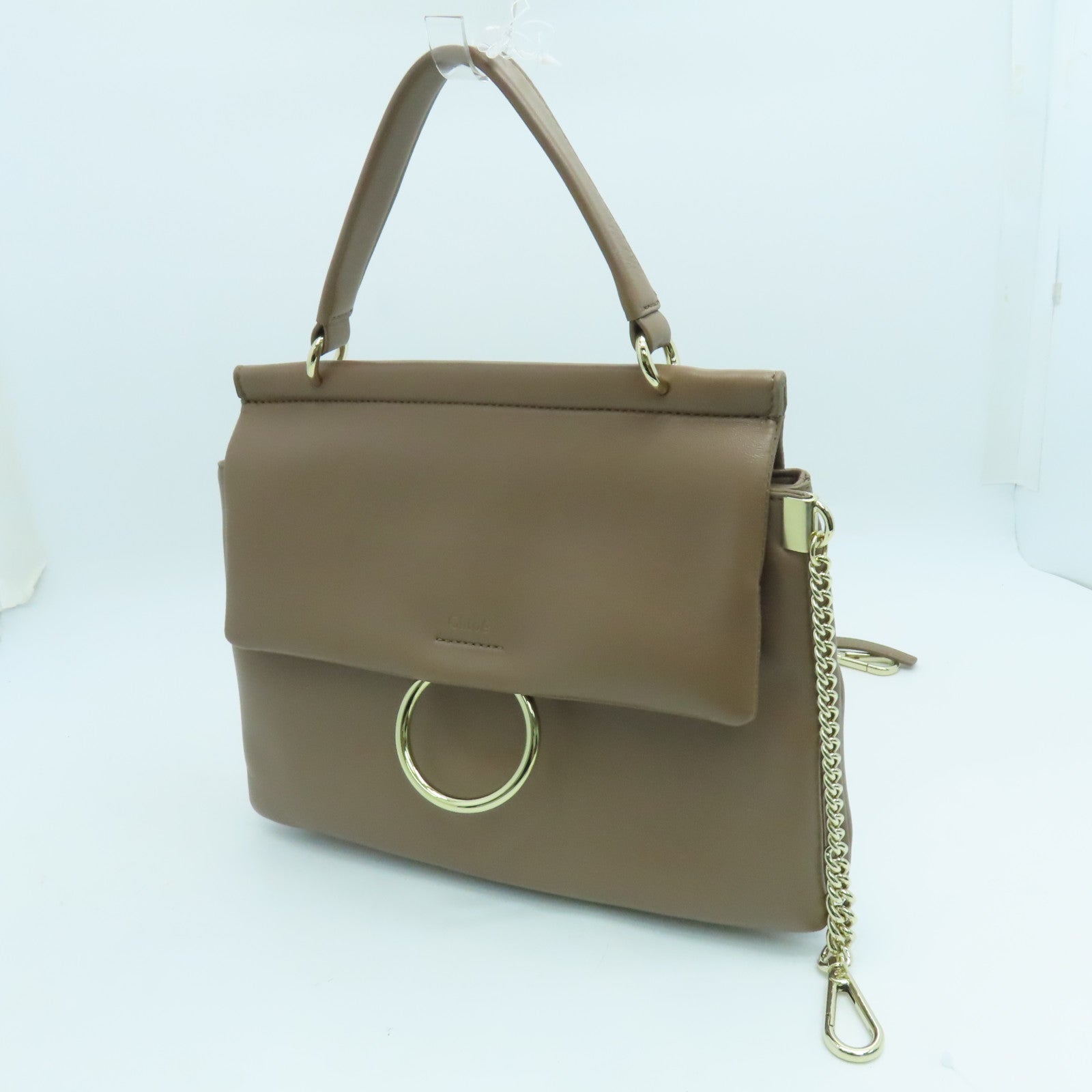 Chloe 羊皮皮革Faye 2way Shoulder Bag金扣手挽肩背两用袋浅褐色
