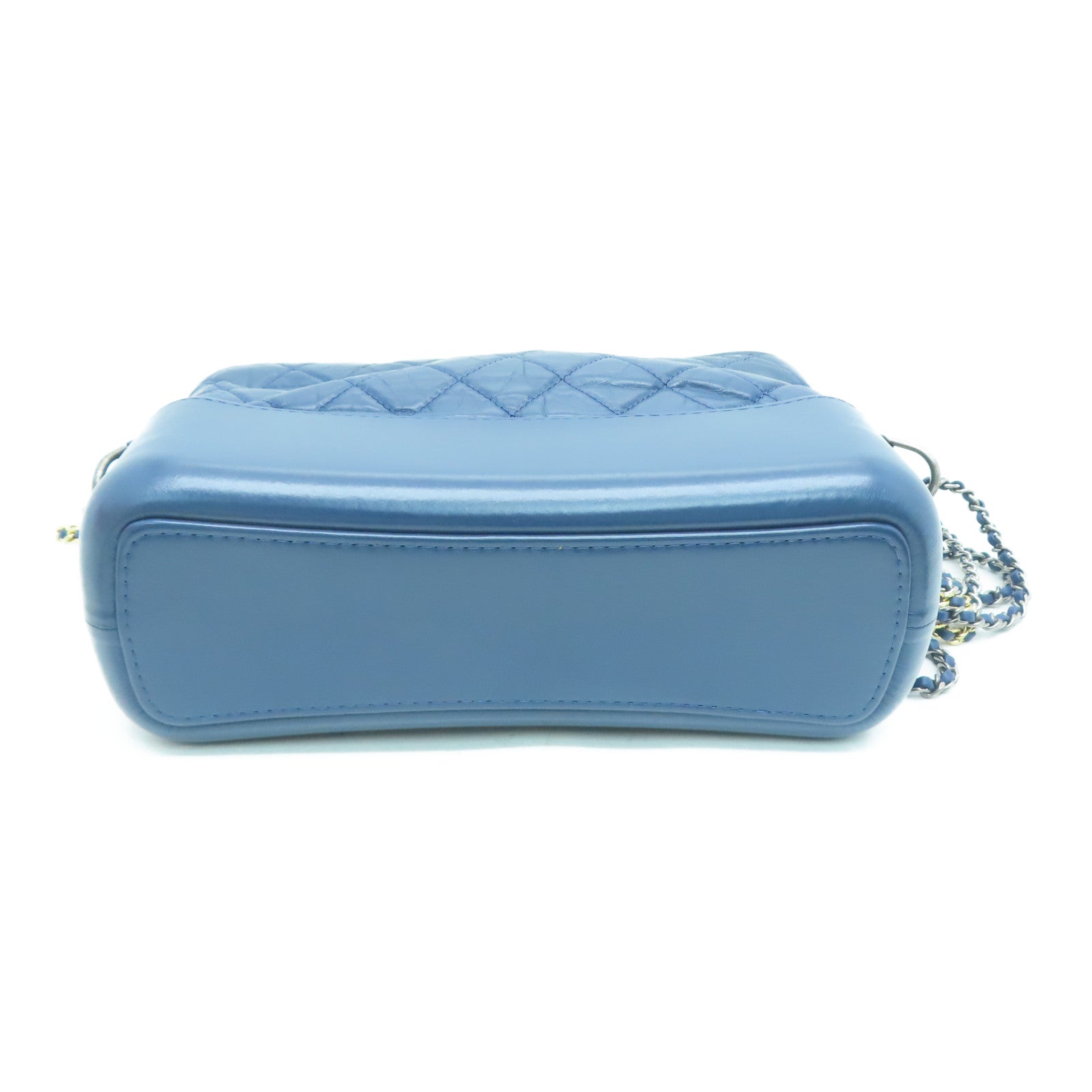 CHANEL rhombic cowhide leather Gabrielle silver buckle / gold buckle chain shoulder bag blue