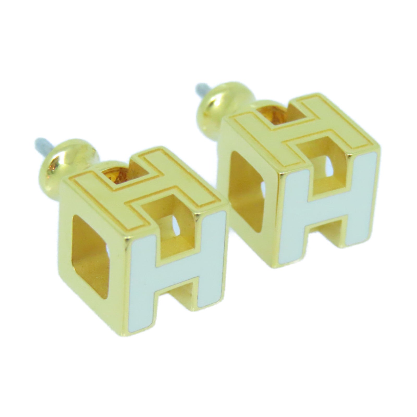 HERMES 金属H Earrings耳环金色