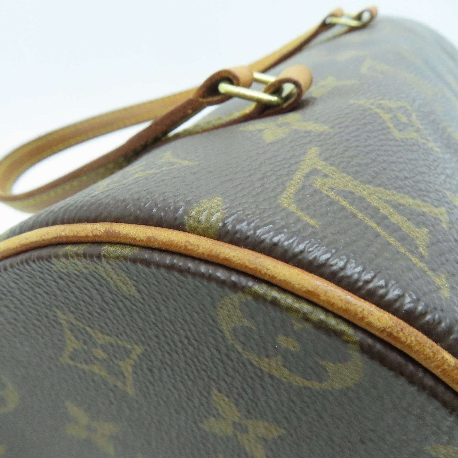 LOUIS VUITTON Monogram Papillon PM金扣手挽袋啡色