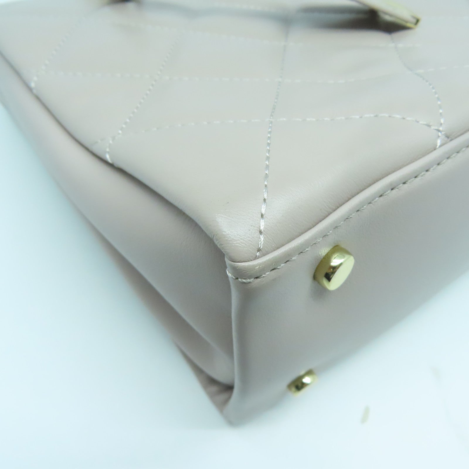 Kate Spade 菱格牛皮皮革Tote Bag銀扣鏈帶肩背袋灰色