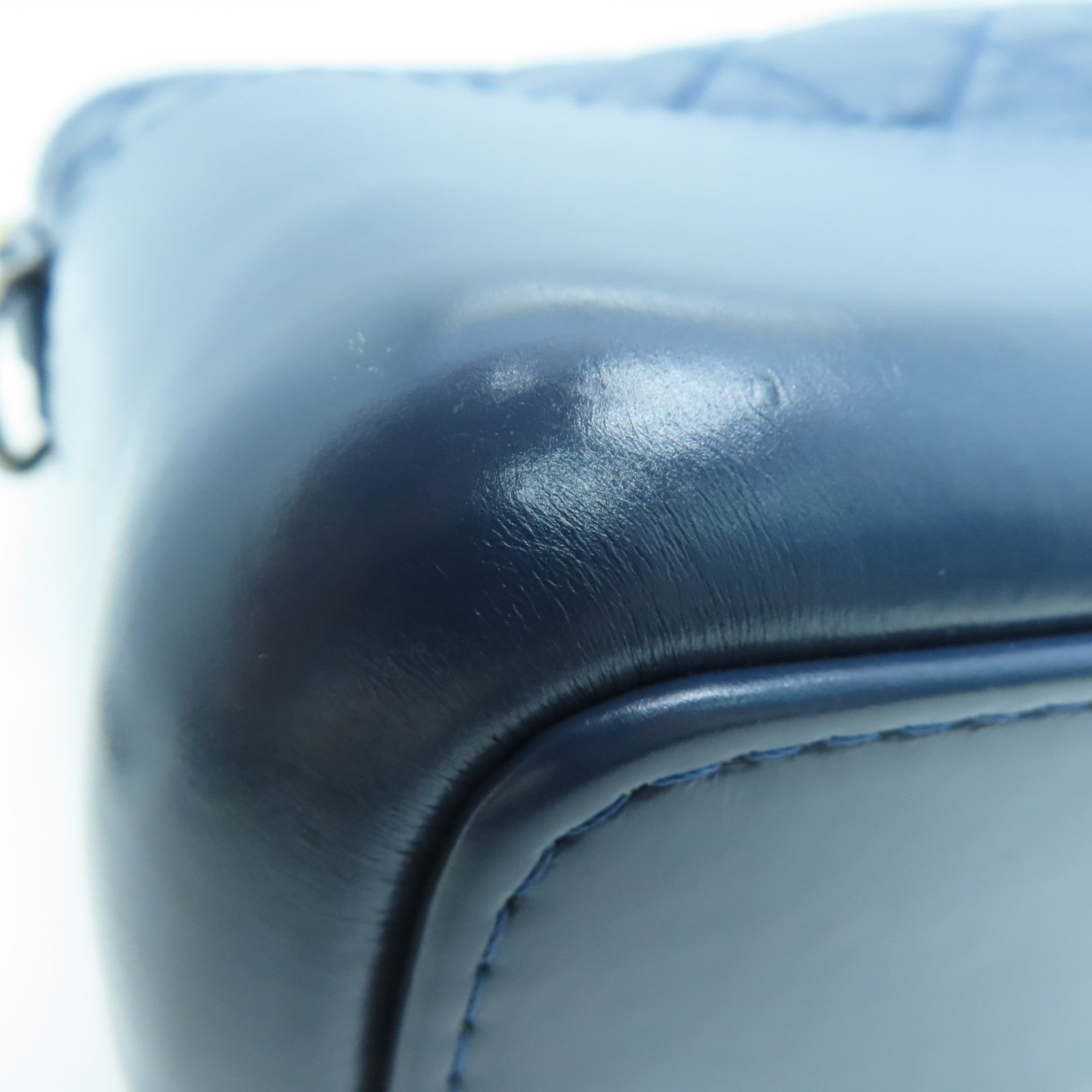 CHANEL rhombic cowhide leather Gabrielle silver buckle / gold buckle chain shoulder bag blue