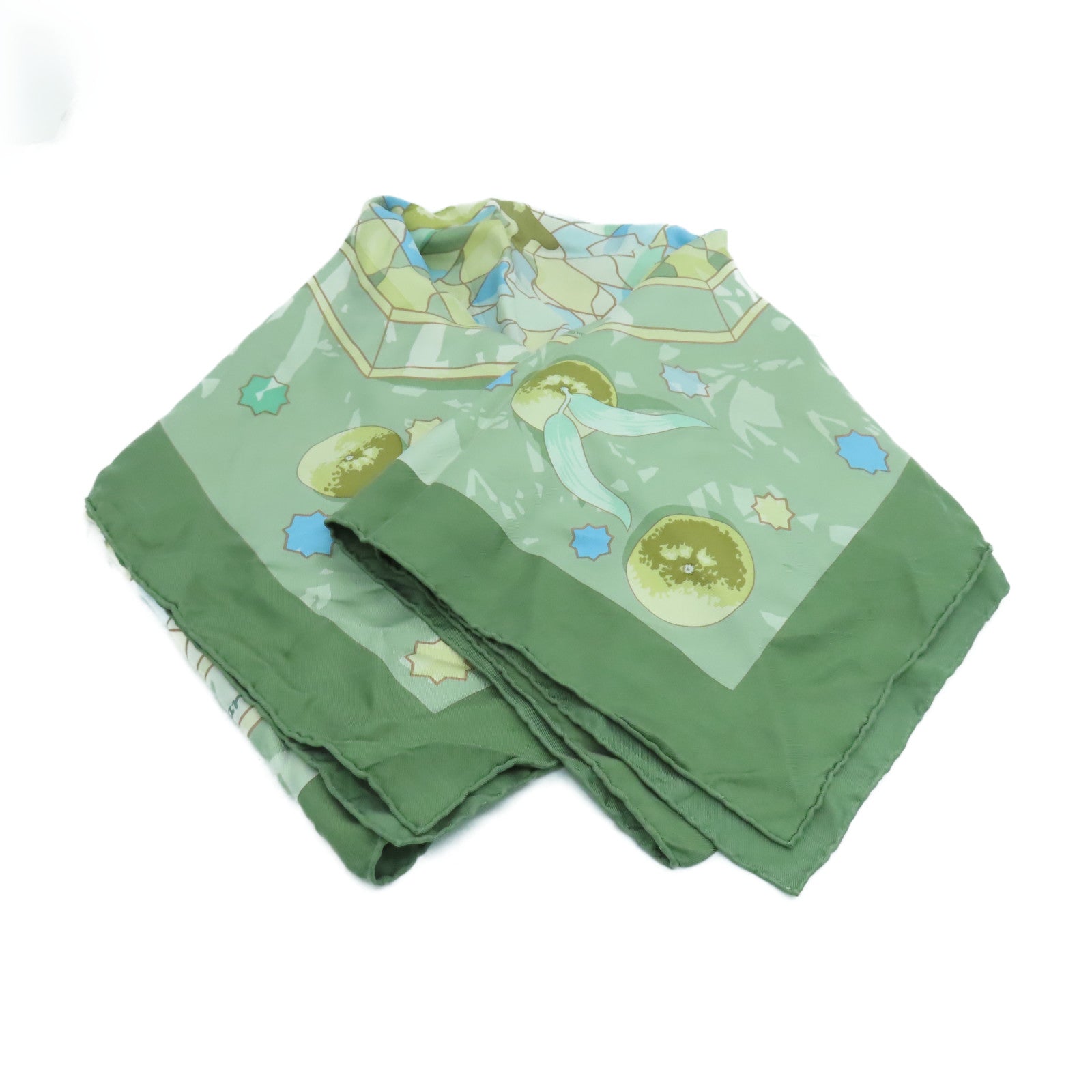 HERMES Silk Scarf 90 Scarf Green/Blue/Yellow