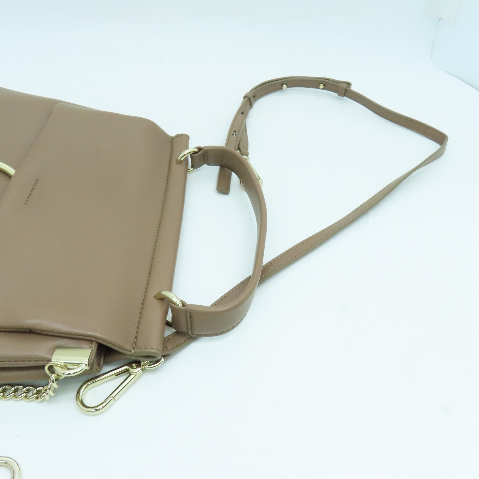 Chloe 羊皮皮革Faye 2way Shoulder Bag金扣手挽肩背两用袋浅褐色