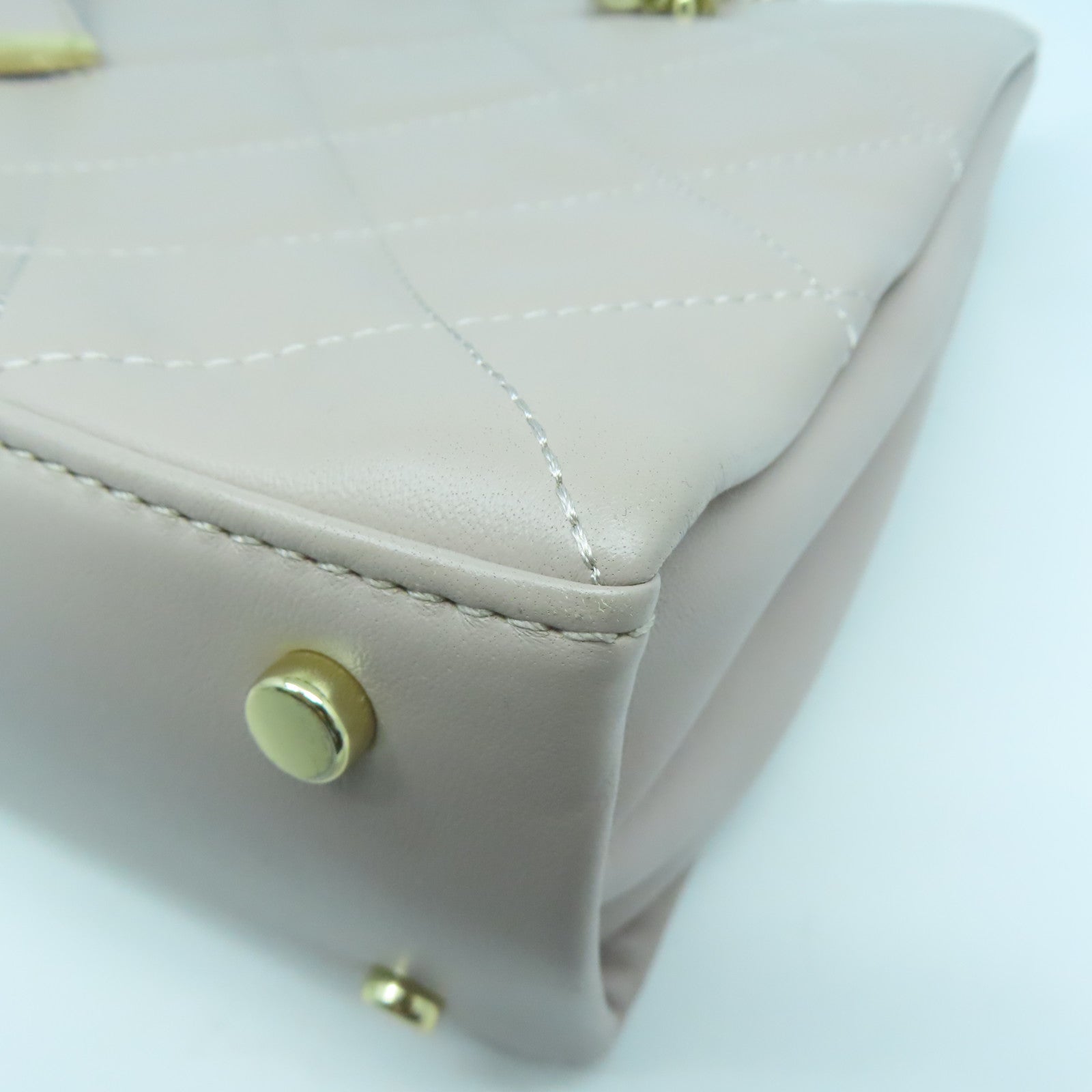 Kate Spade 菱格牛皮皮革Tote Bag銀扣鏈帶肩背袋灰色