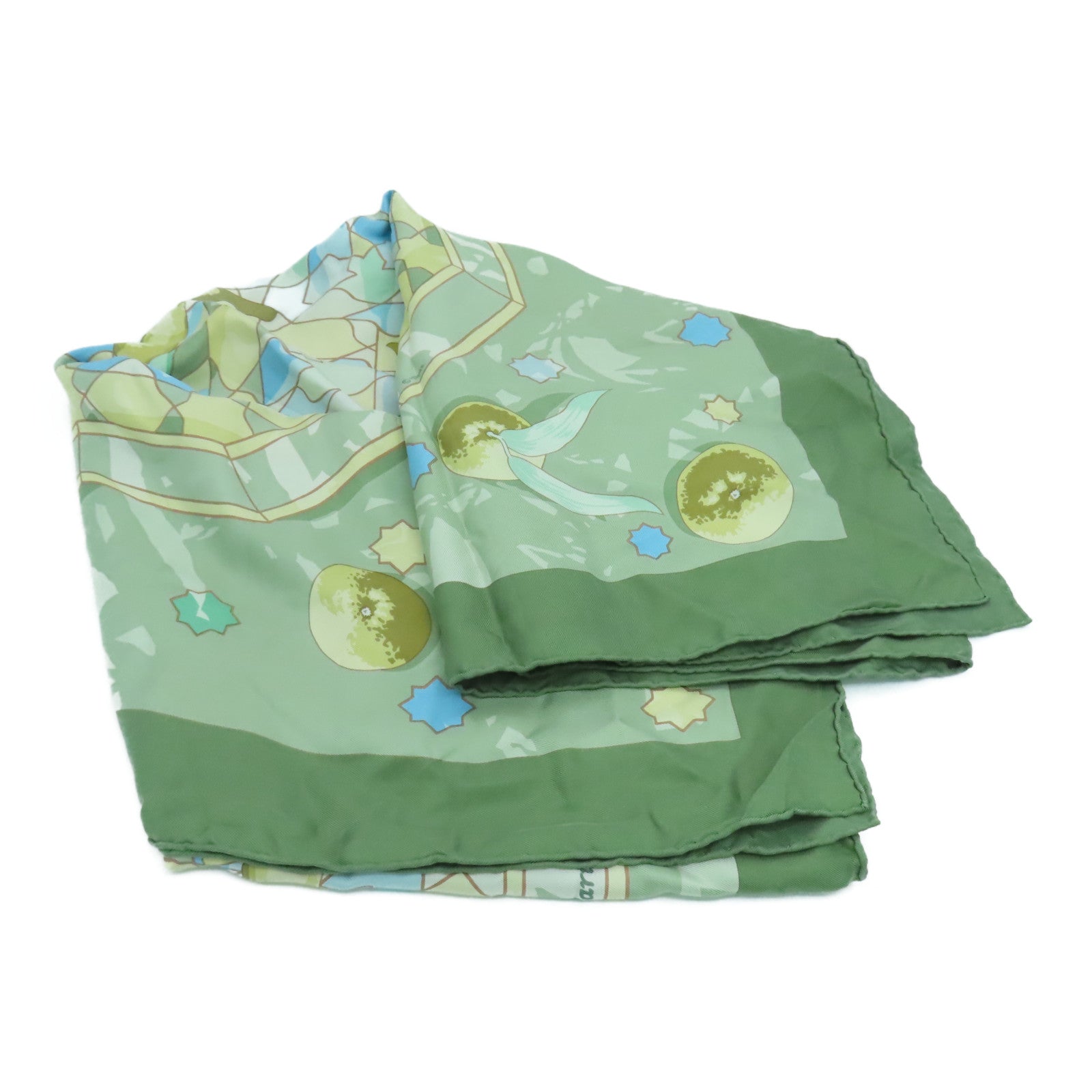 HERMES Silk Scarf 90 Scarf Green/Blue/Yellow