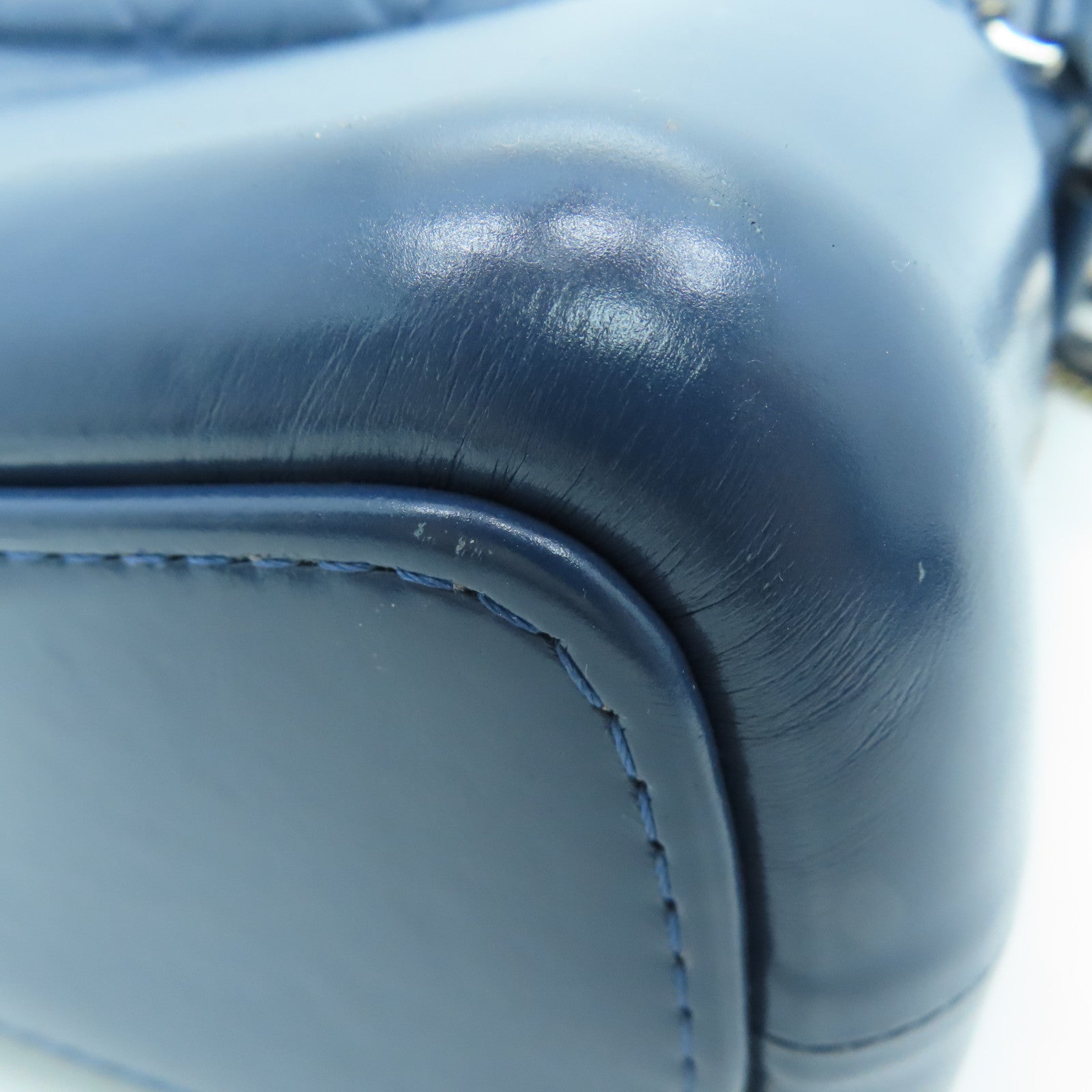 CHANEL rhombic cowhide leather Gabrielle silver buckle / gold buckle chain shoulder bag blue