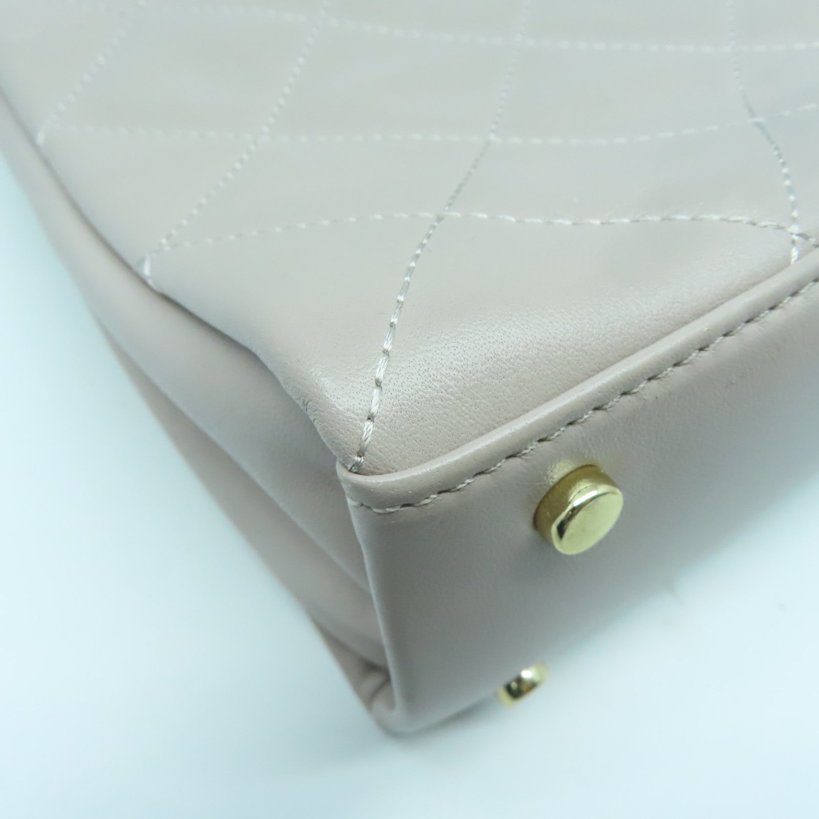 Kate Spade 菱格牛皮皮革Tote Bag銀扣鏈帶肩背袋灰色