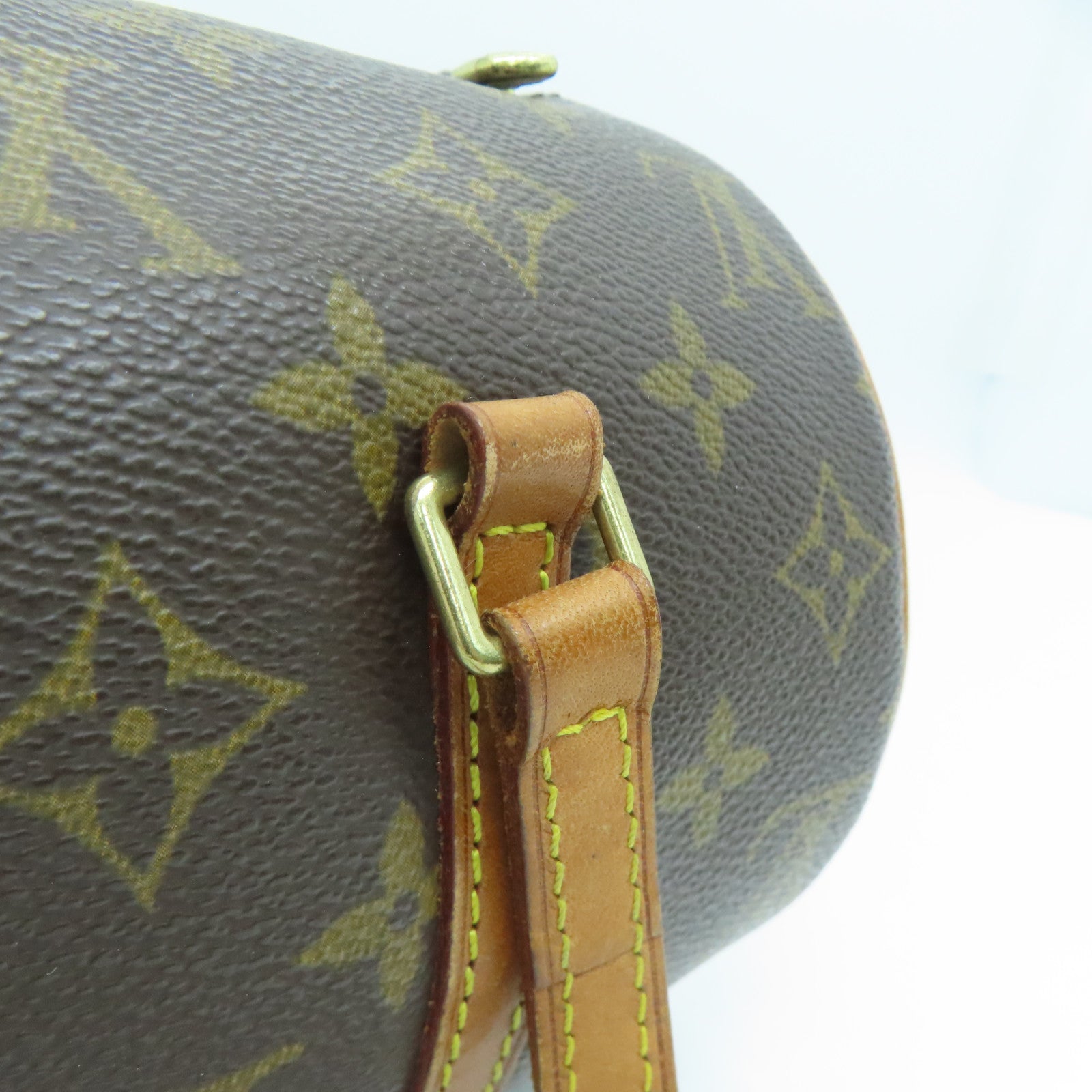 LOUIS VUITTON Monogram Papillon PM金扣手挽袋啡色