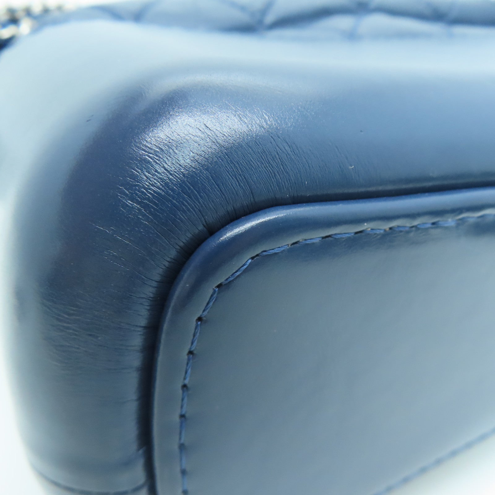CHANEL rhombic cowhide leather Gabrielle silver buckle / gold buckle chain shoulder bag blue