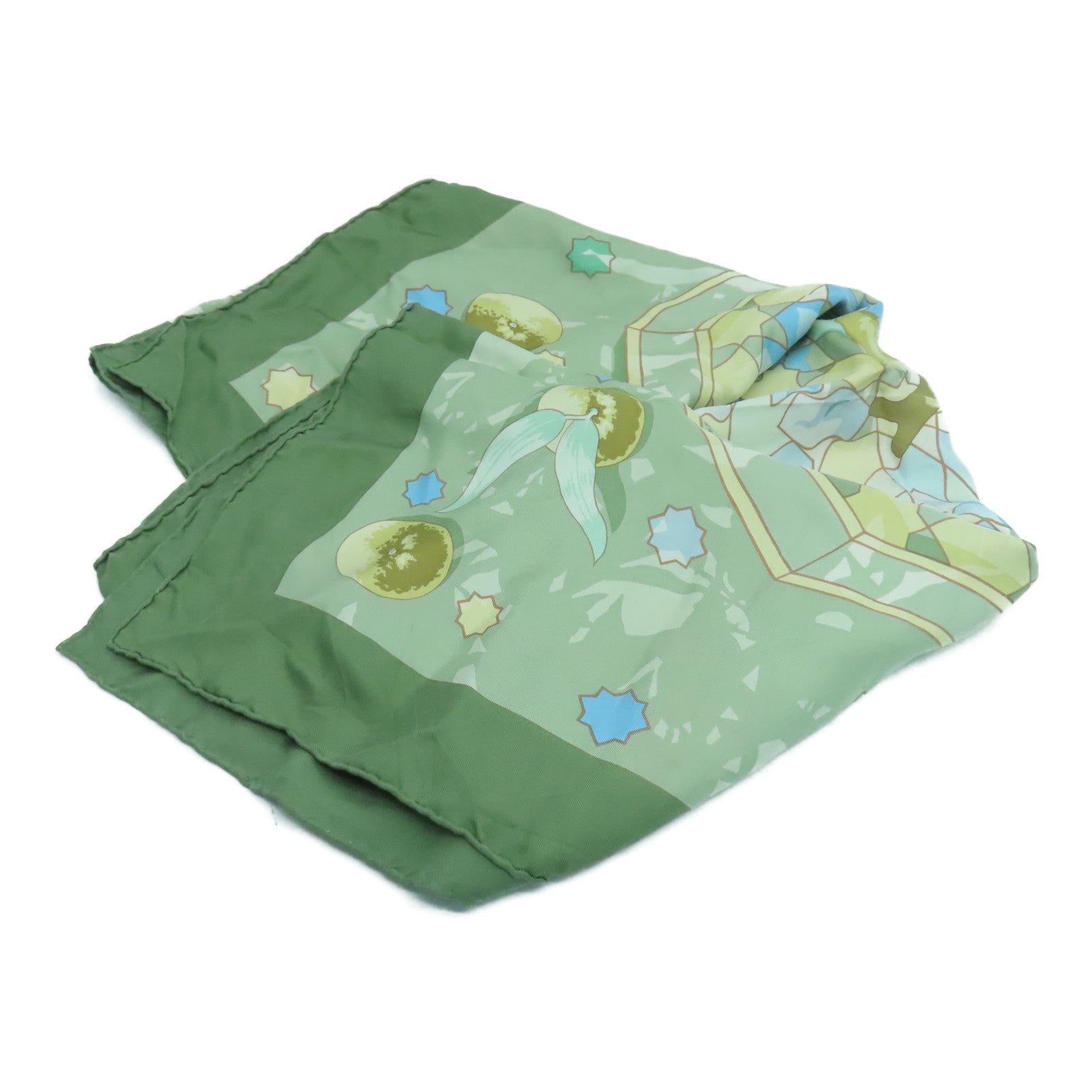 HERMES Silk Scarf 90 Scarf Green/Blue/Yellow