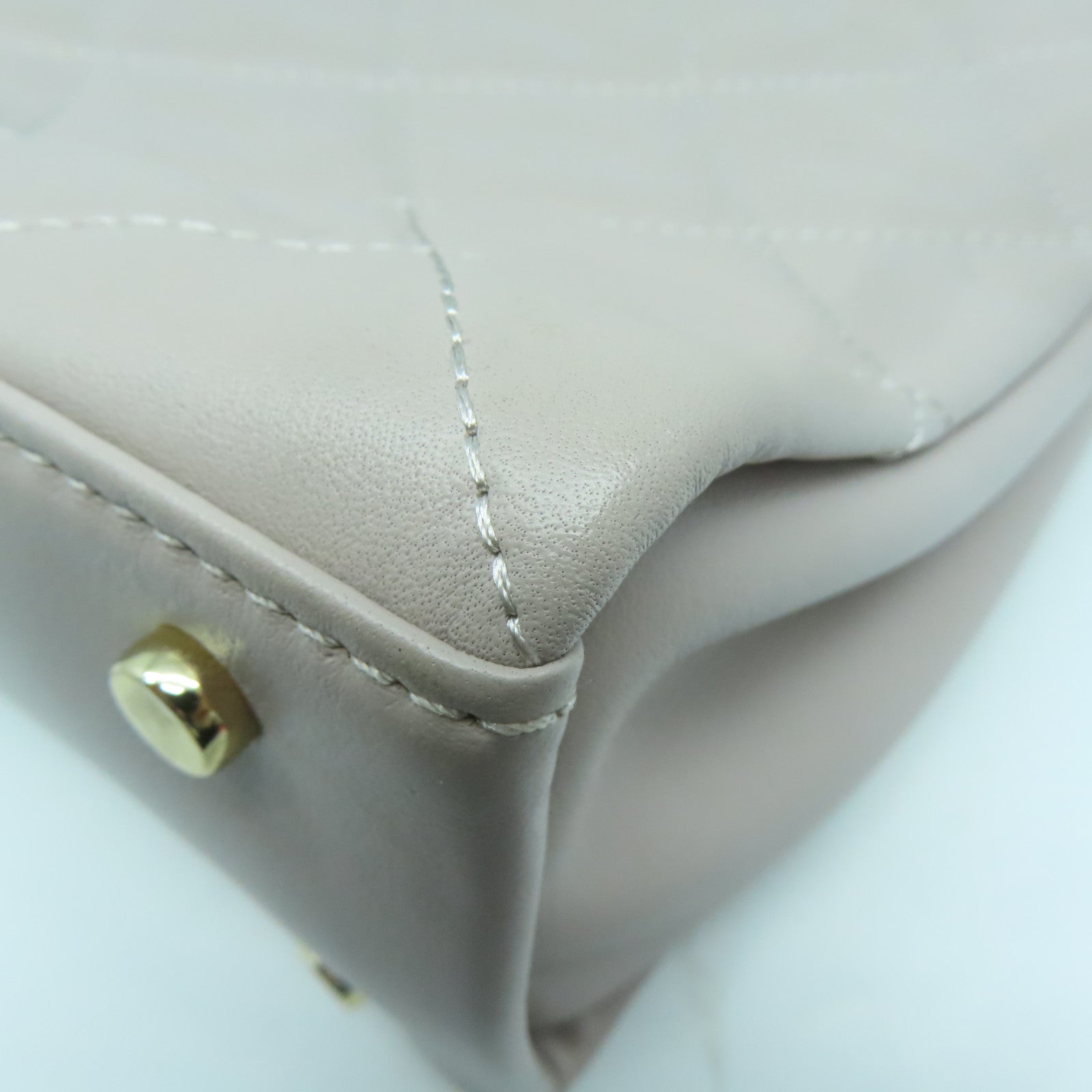 Kate Spade 菱格牛皮皮革Tote Bag銀扣鏈帶肩背袋灰色