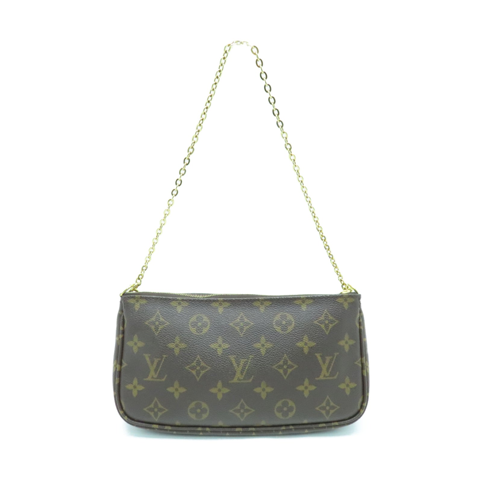LOUIS VUITTON Monogram Multi Pochette Accessories Gold Buckle Shoulder Bag Brown/Pink